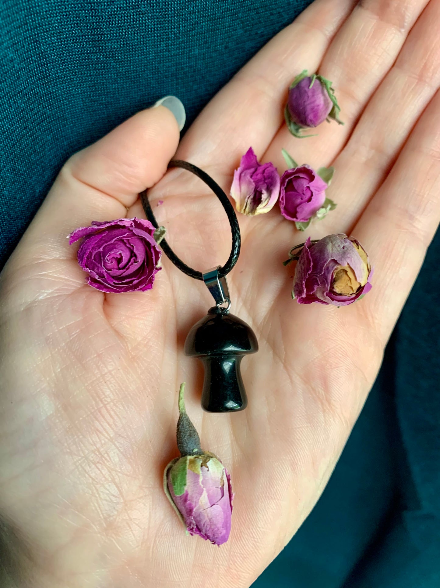 Obsidian Mushroom Pendant