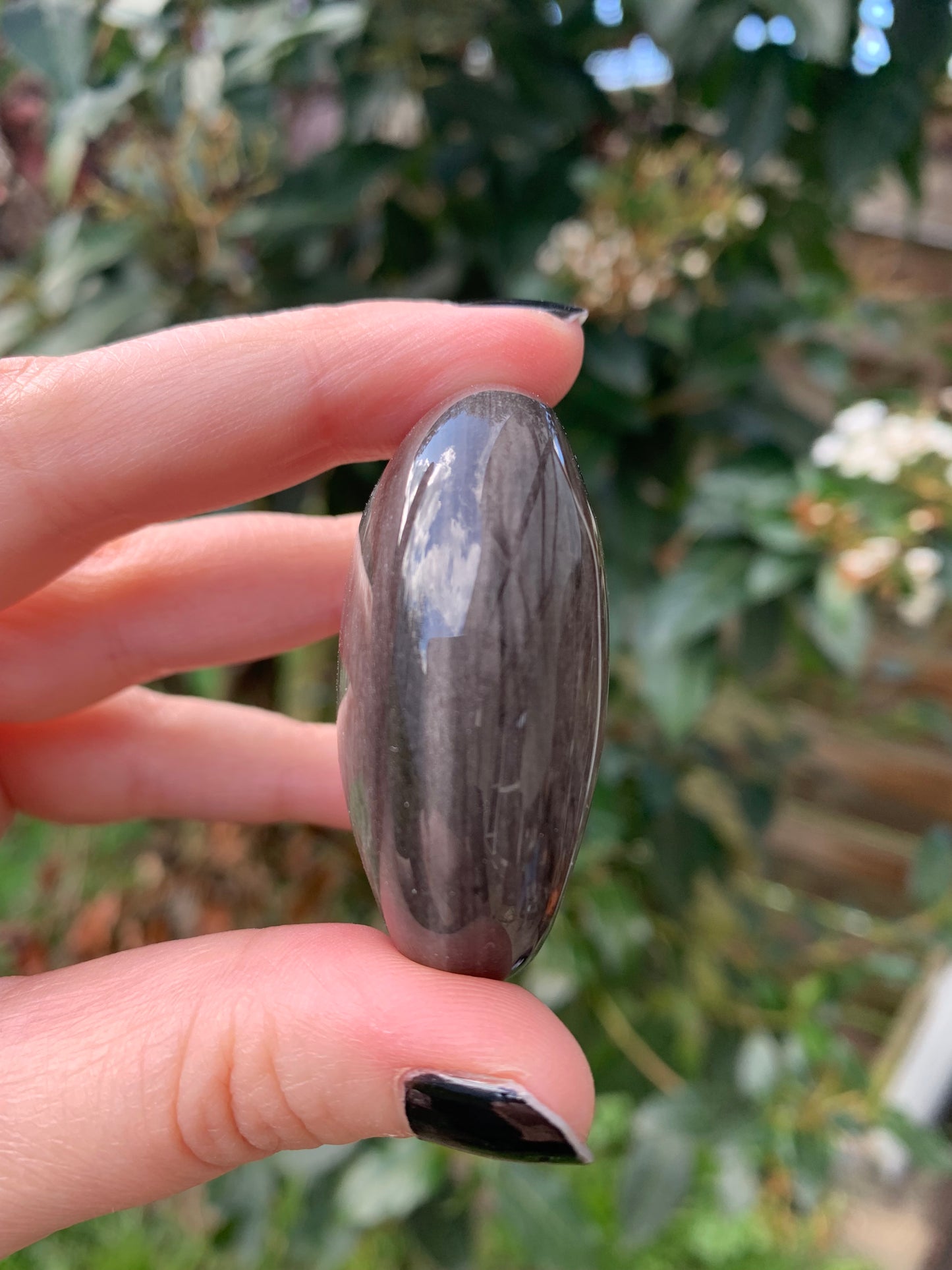 Guijarro de obsidiana plateada 1