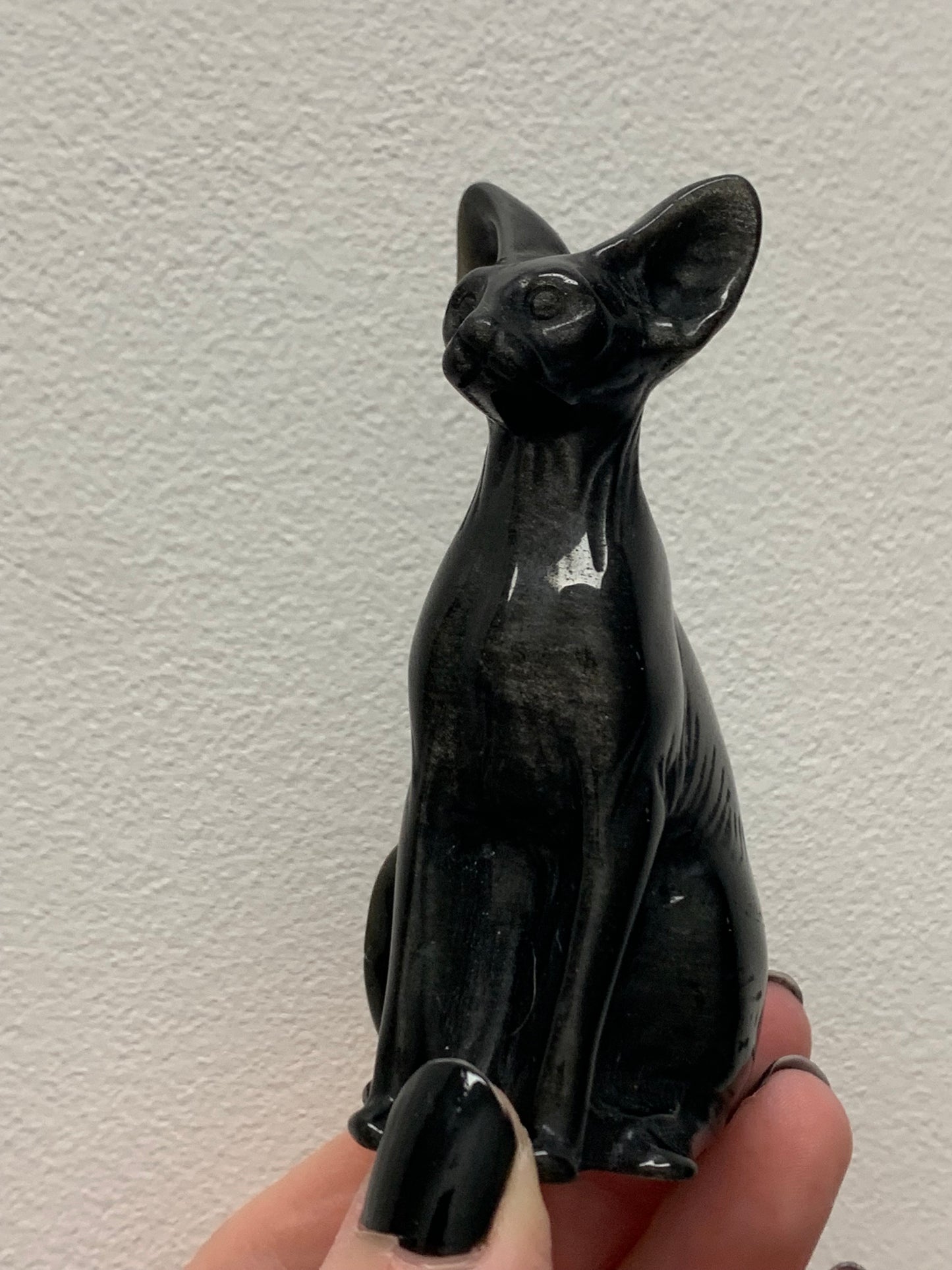 Silver Obsidian Cat Sphinx