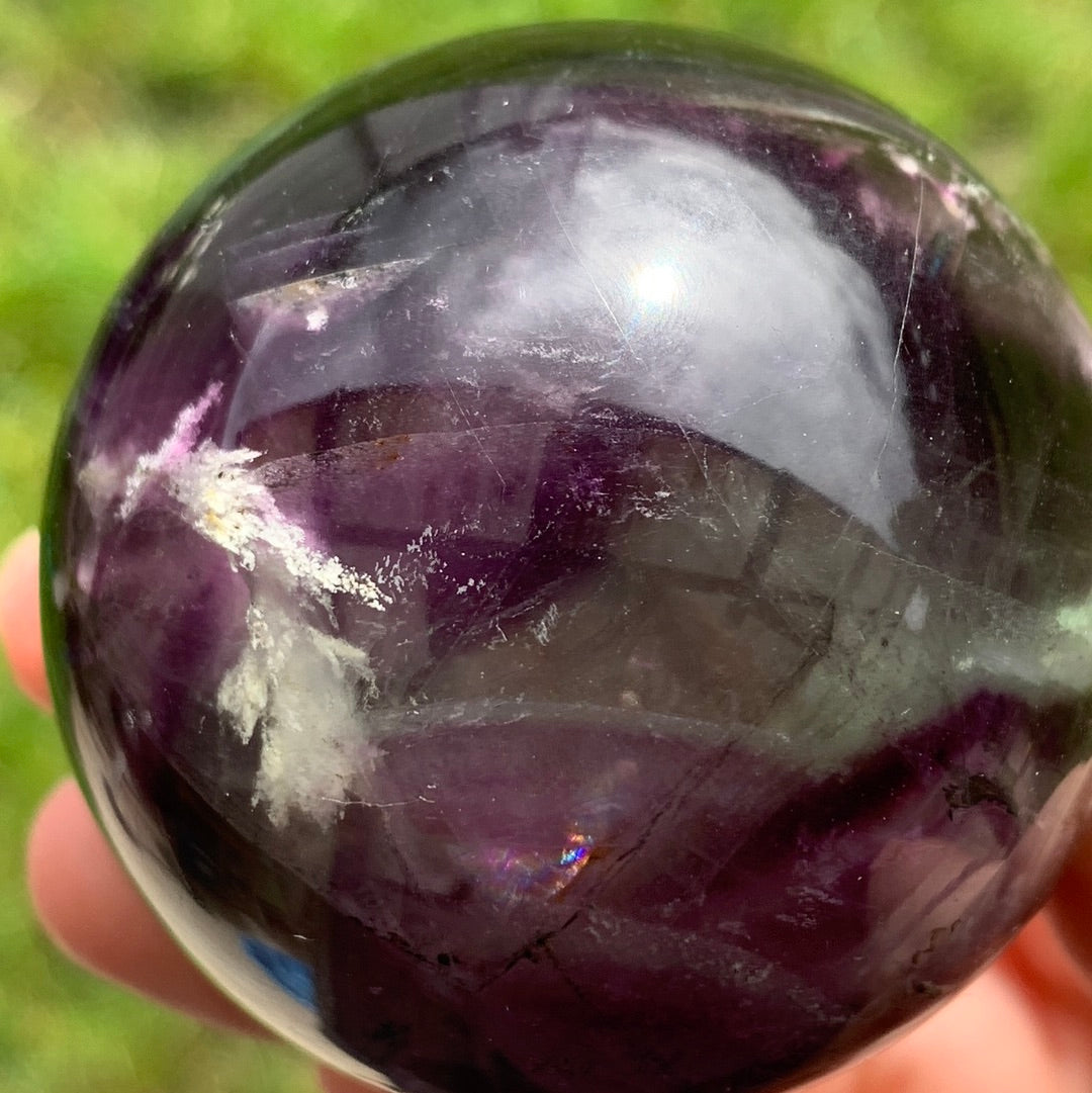 Snow Fluorite Sphere / Feather 4