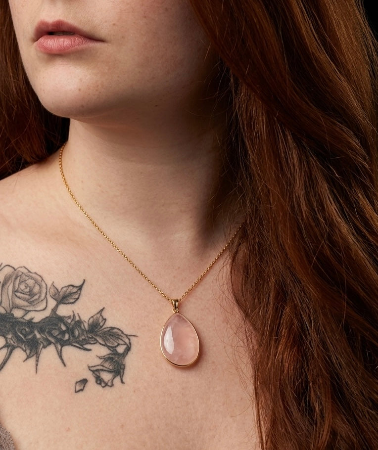 Pendentif quartz rose