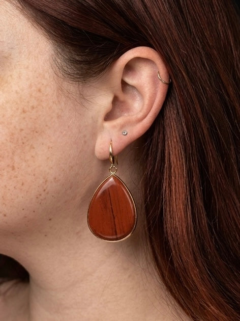 Boucles d’oreilles en jaspe rouge