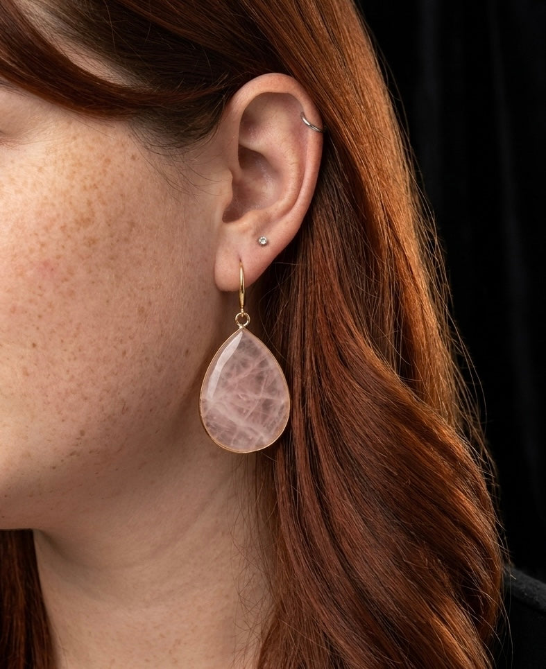 Boucles d’oreilles quartz rose