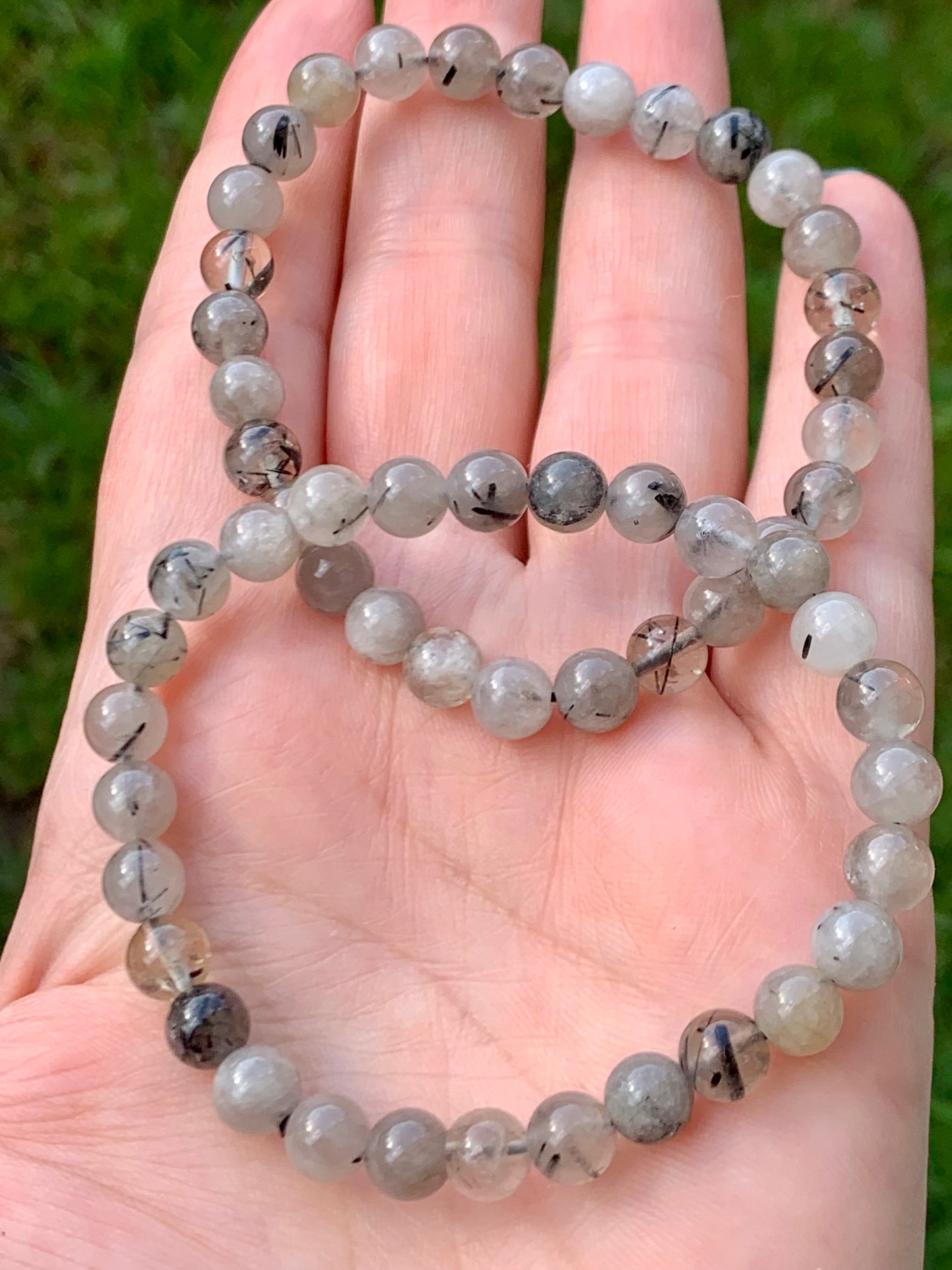 Pulsera de cuarzo rutilado y turmalina negra