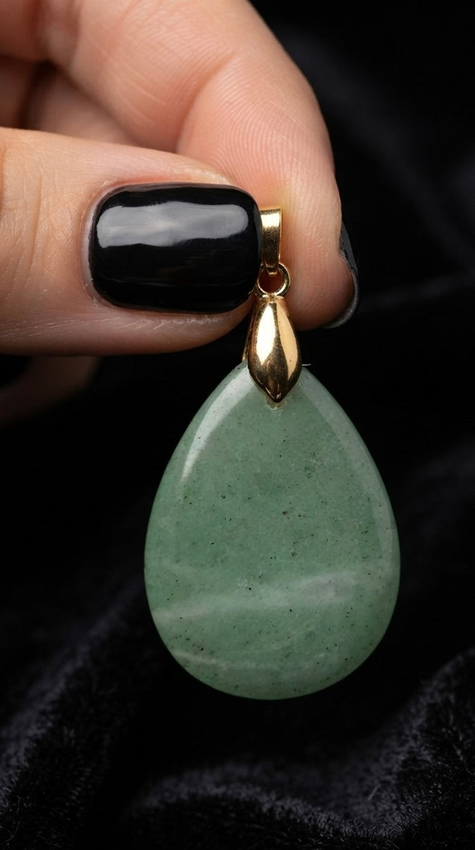Pendentif goutte aventurine verte