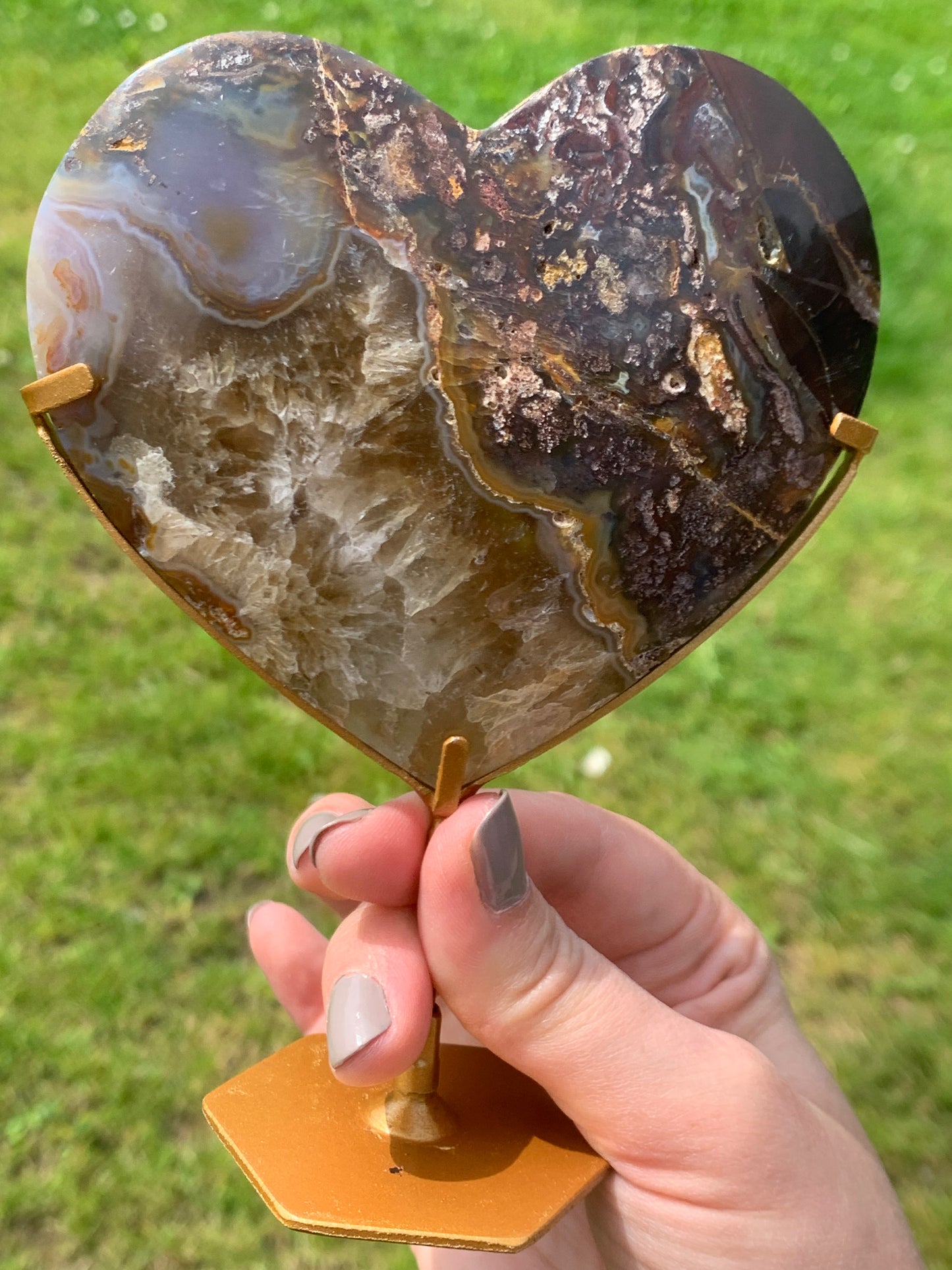 Coeur agate mousse violette