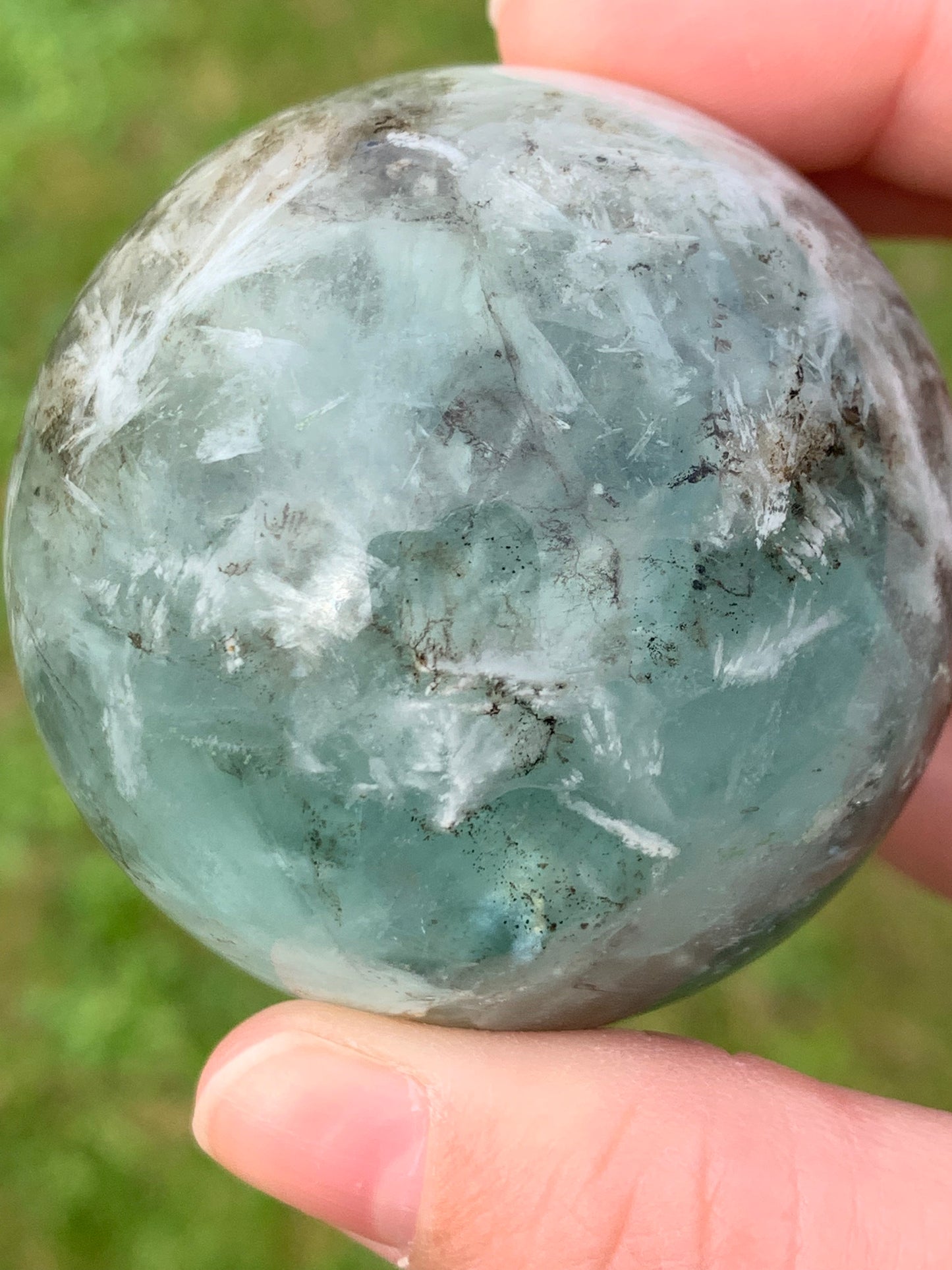 Fluorite feather sphere