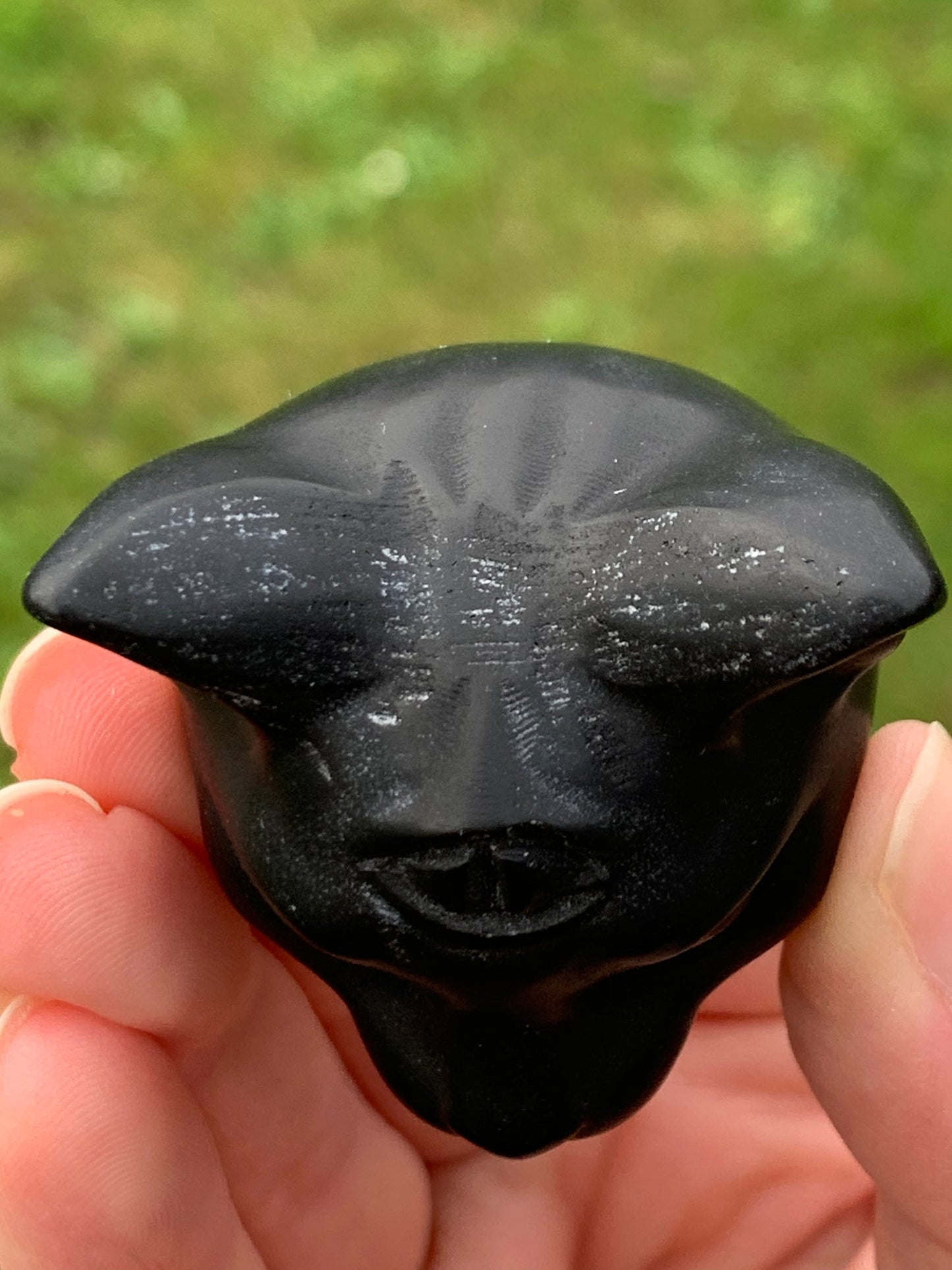 Cabeza de gato de obsidiana mística