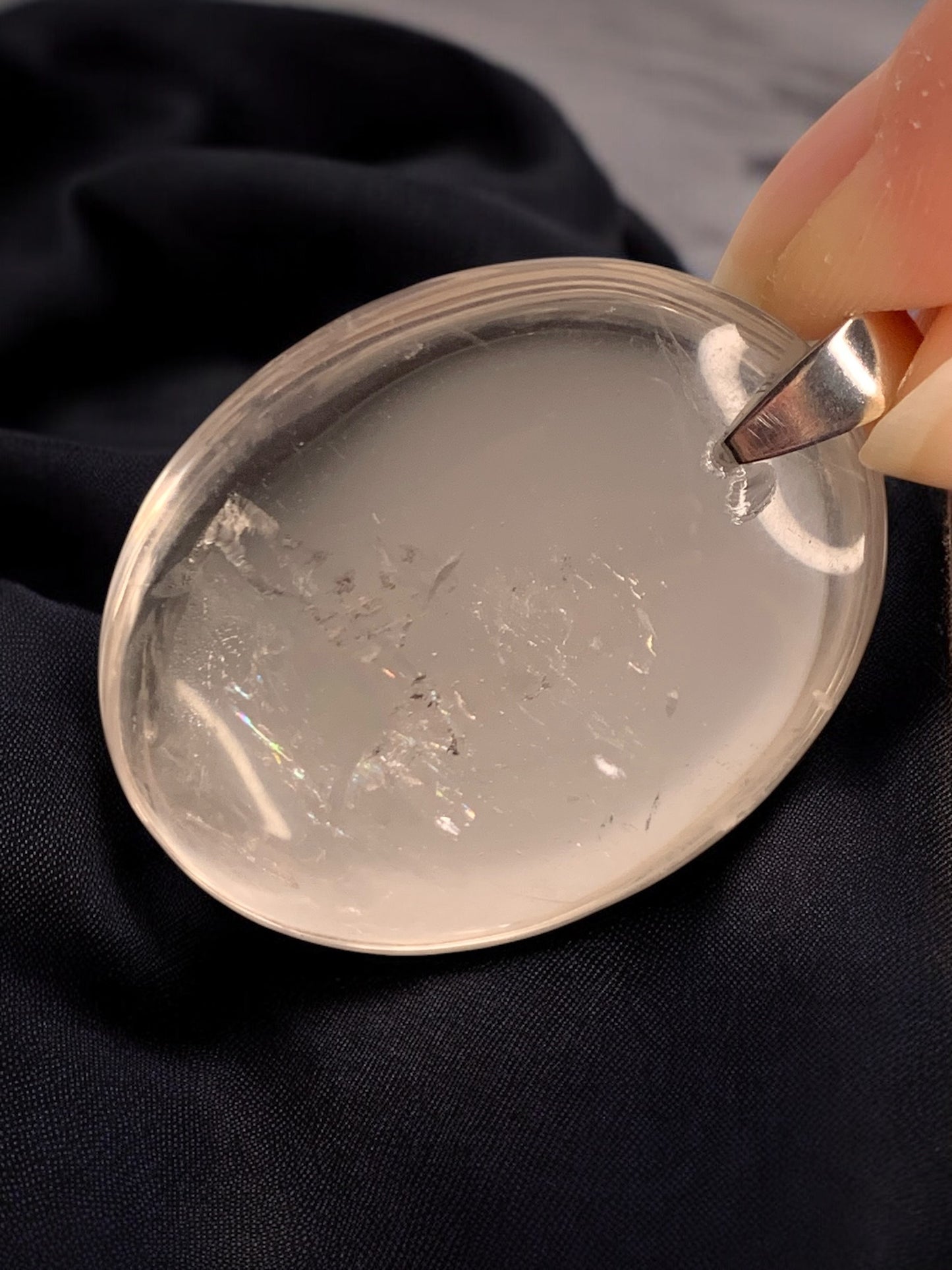 Rock crystal oval pendant