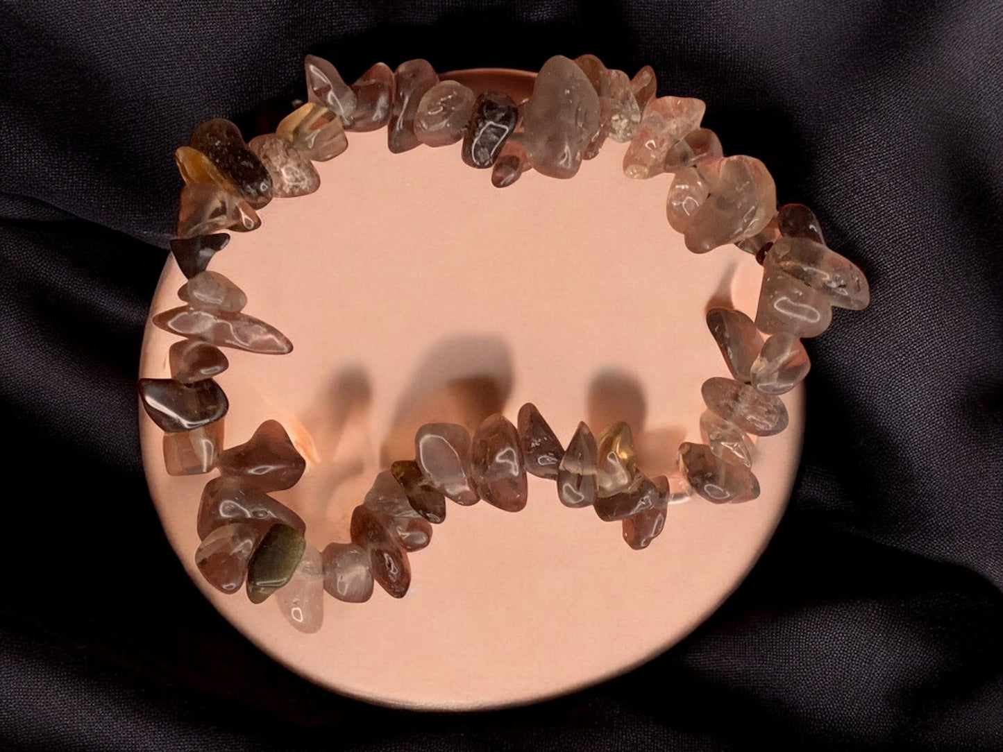 Pulsera barroca de chips de cuarzo ahumado