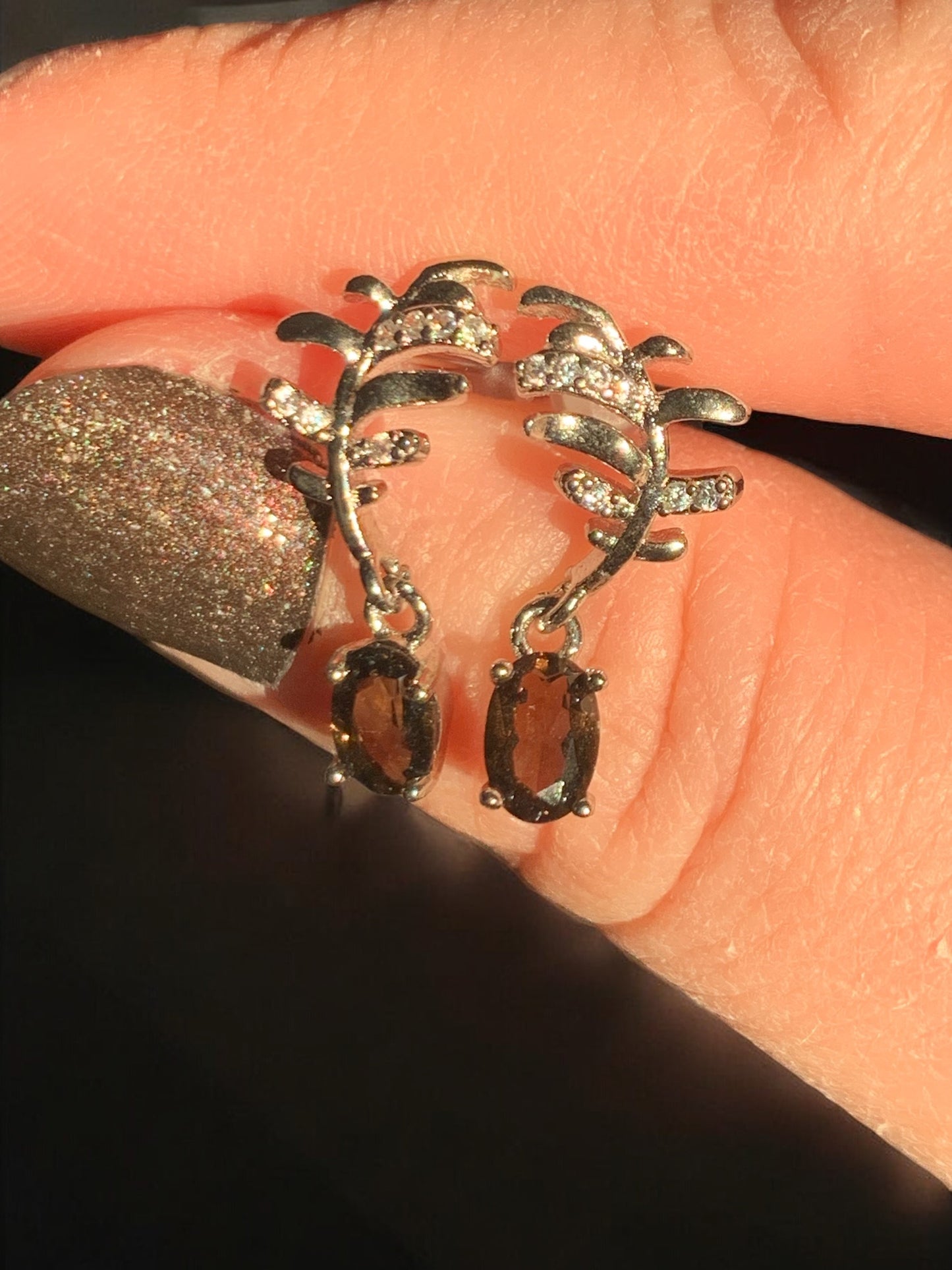 Boucles d’oreilles quartz fumé