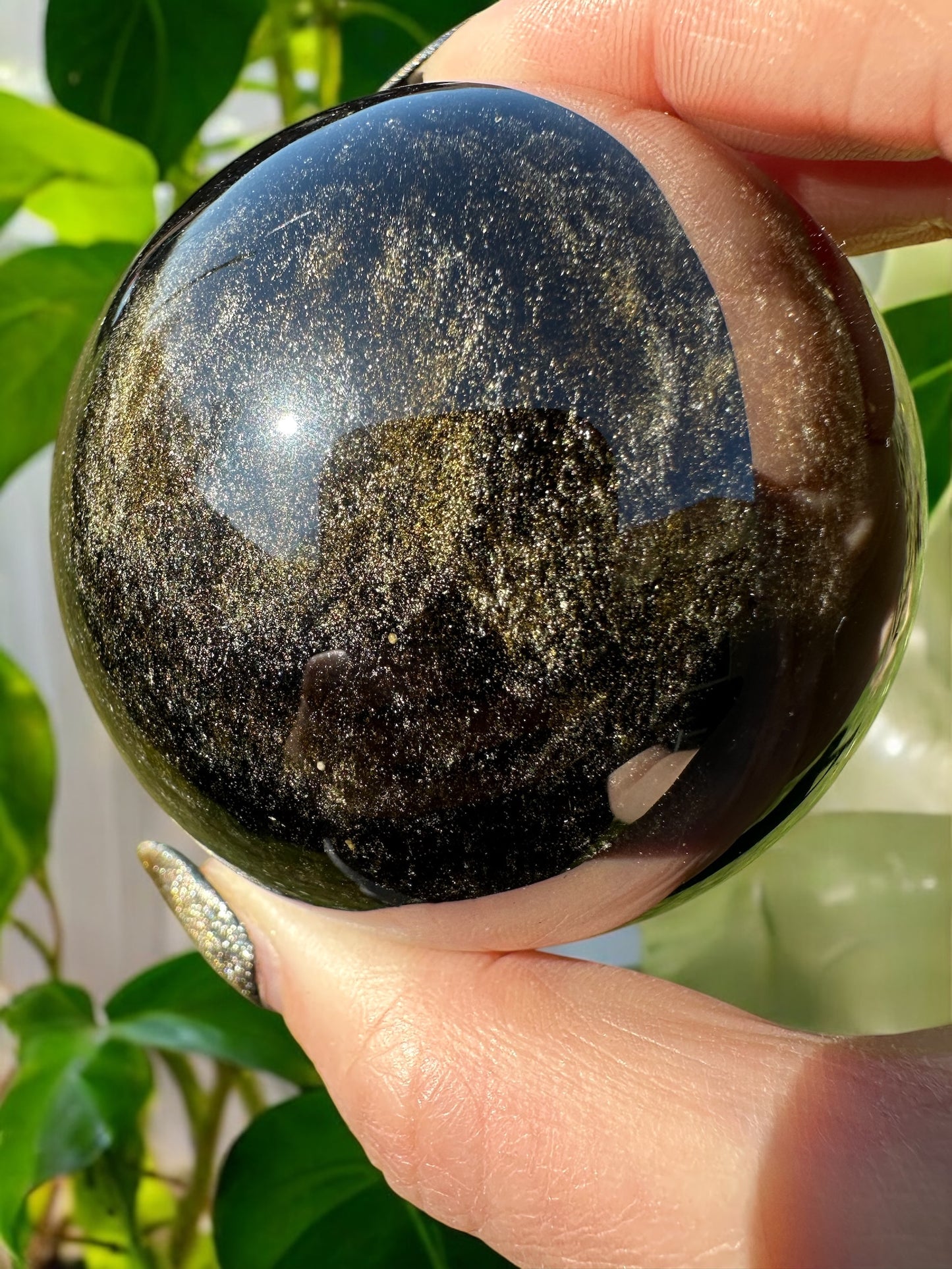 Sphere obsidienne dorée 39