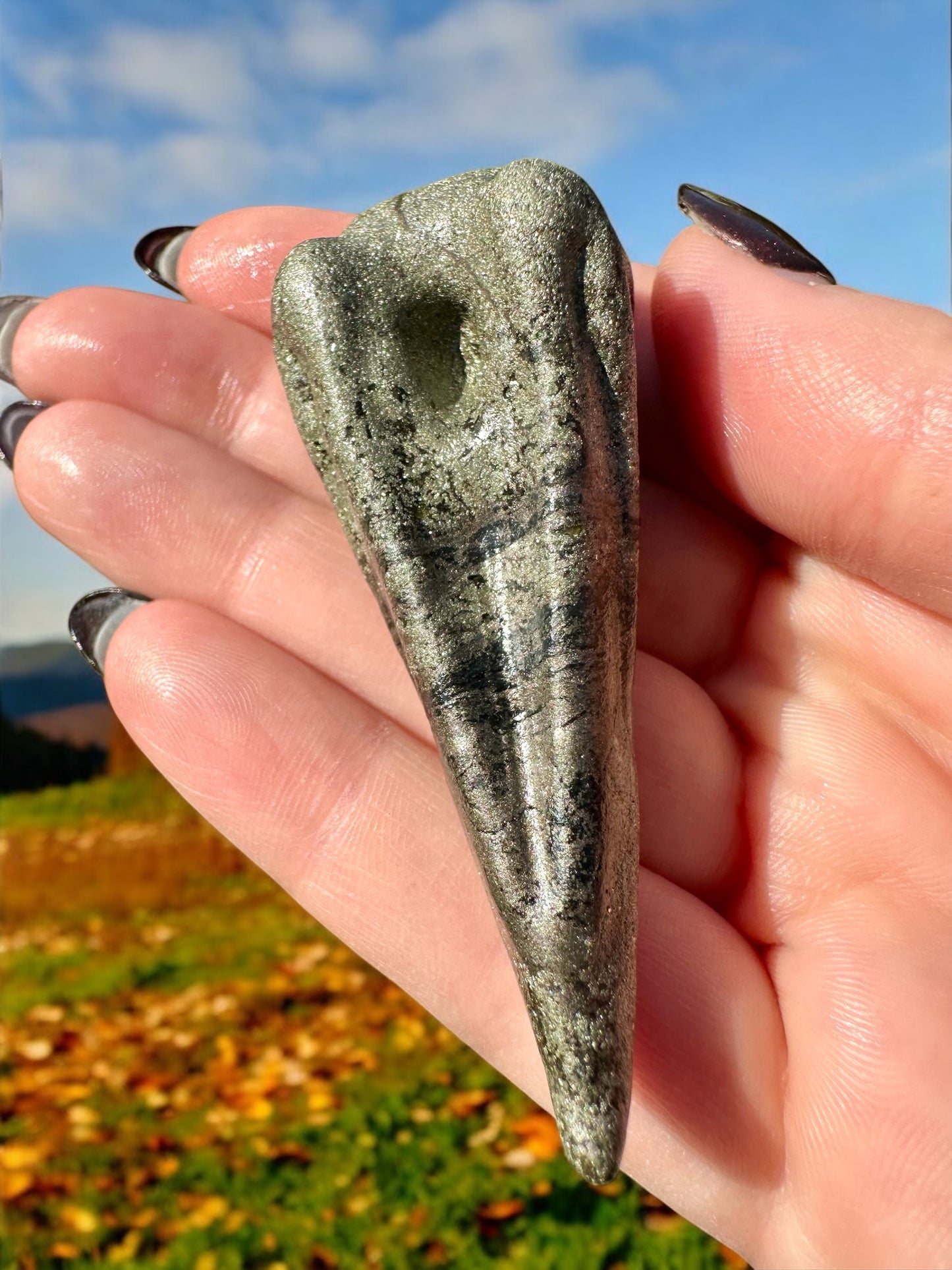 Crâne corbeau pyrite