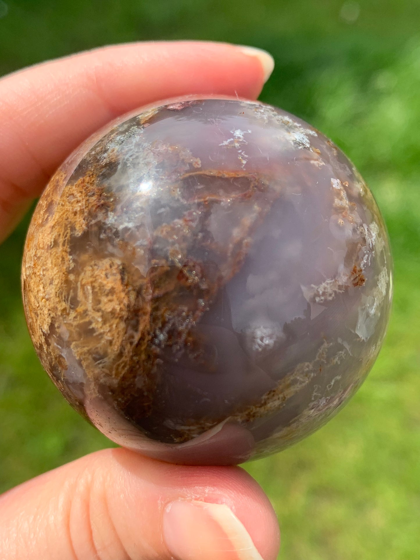 Moss agate sphere