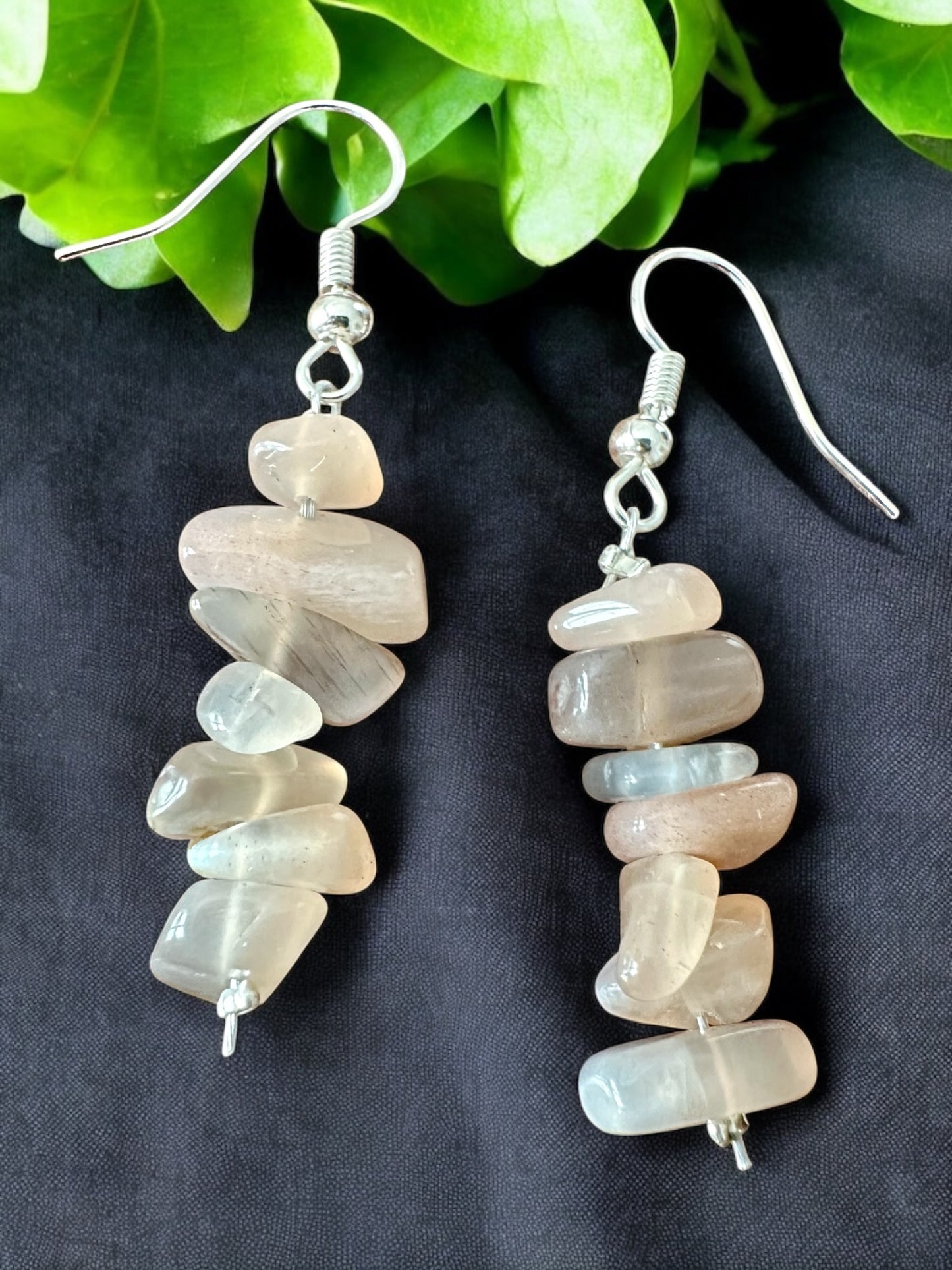 Boucles d’oreilles pierre de lune pêche