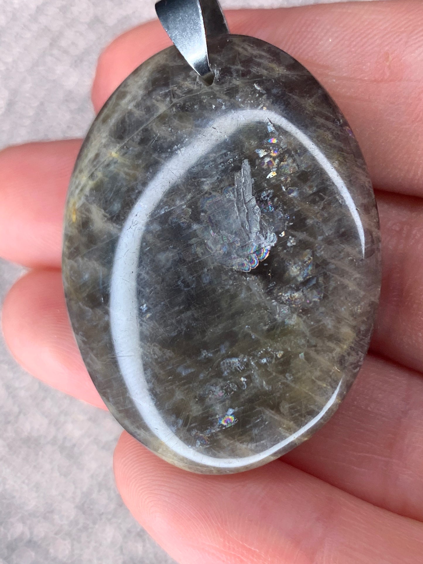 Black Moonstone Oval Pendant