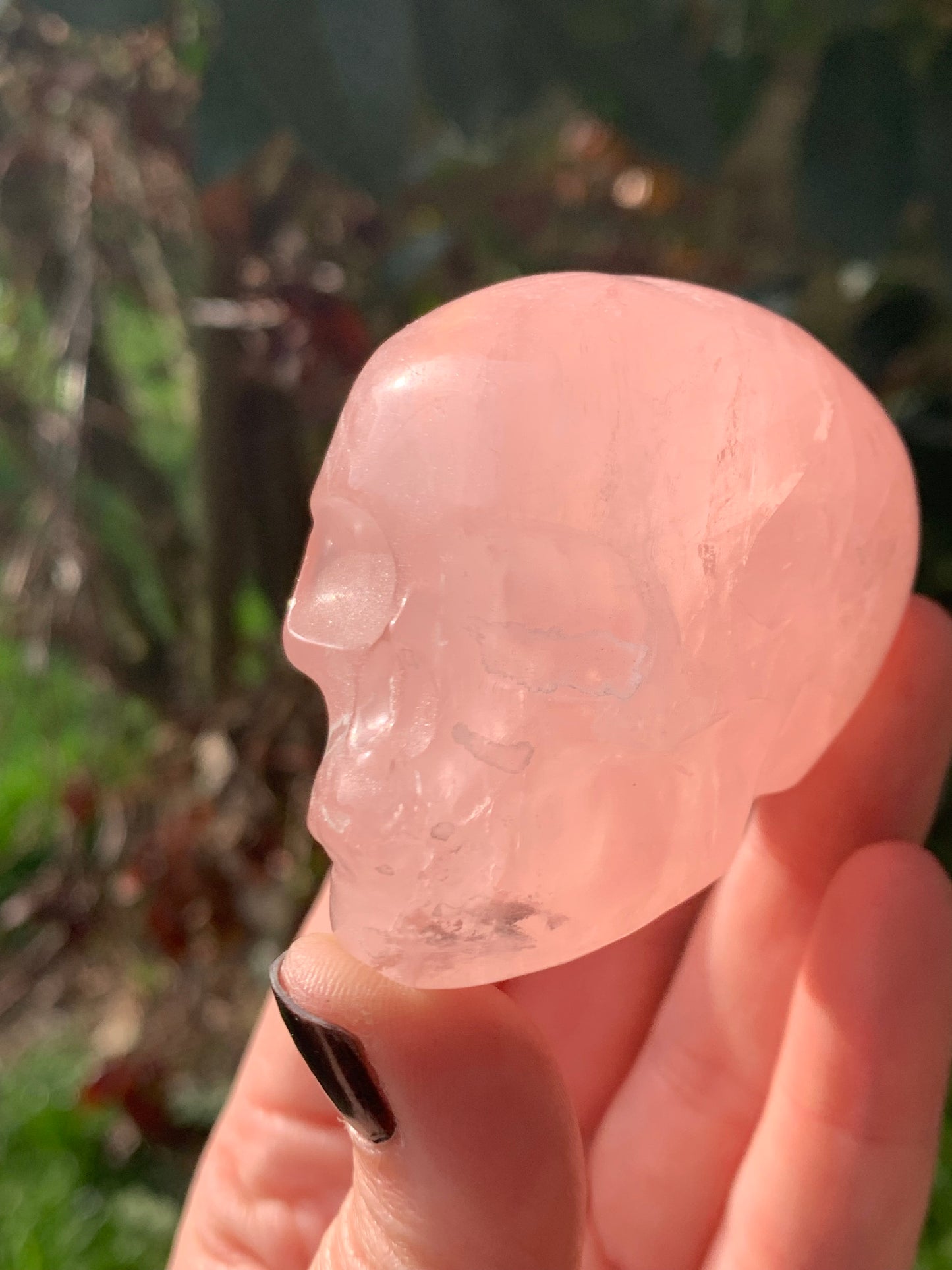 Crâne en quartz rose