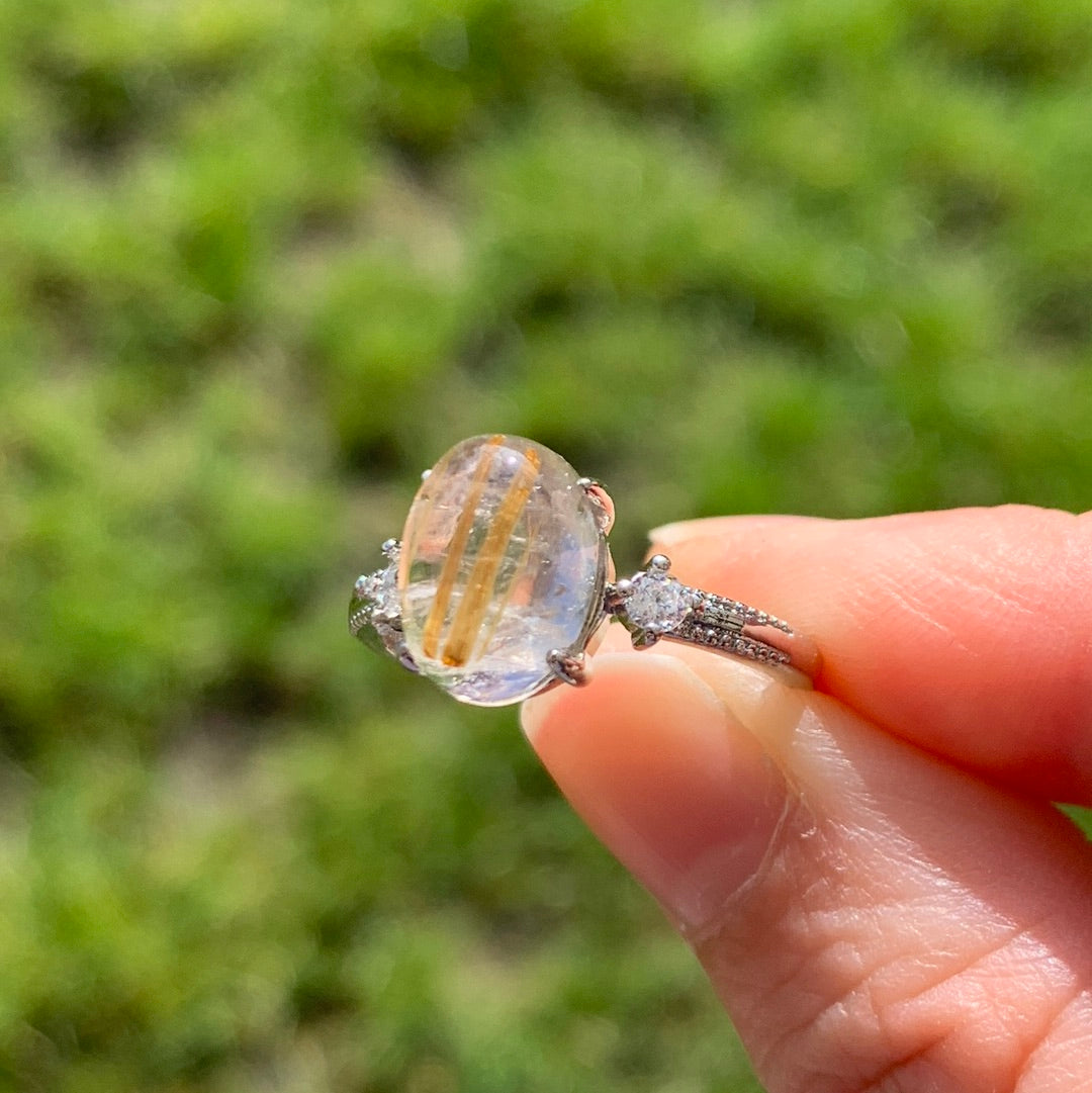 Bague quartz rutile doré 2