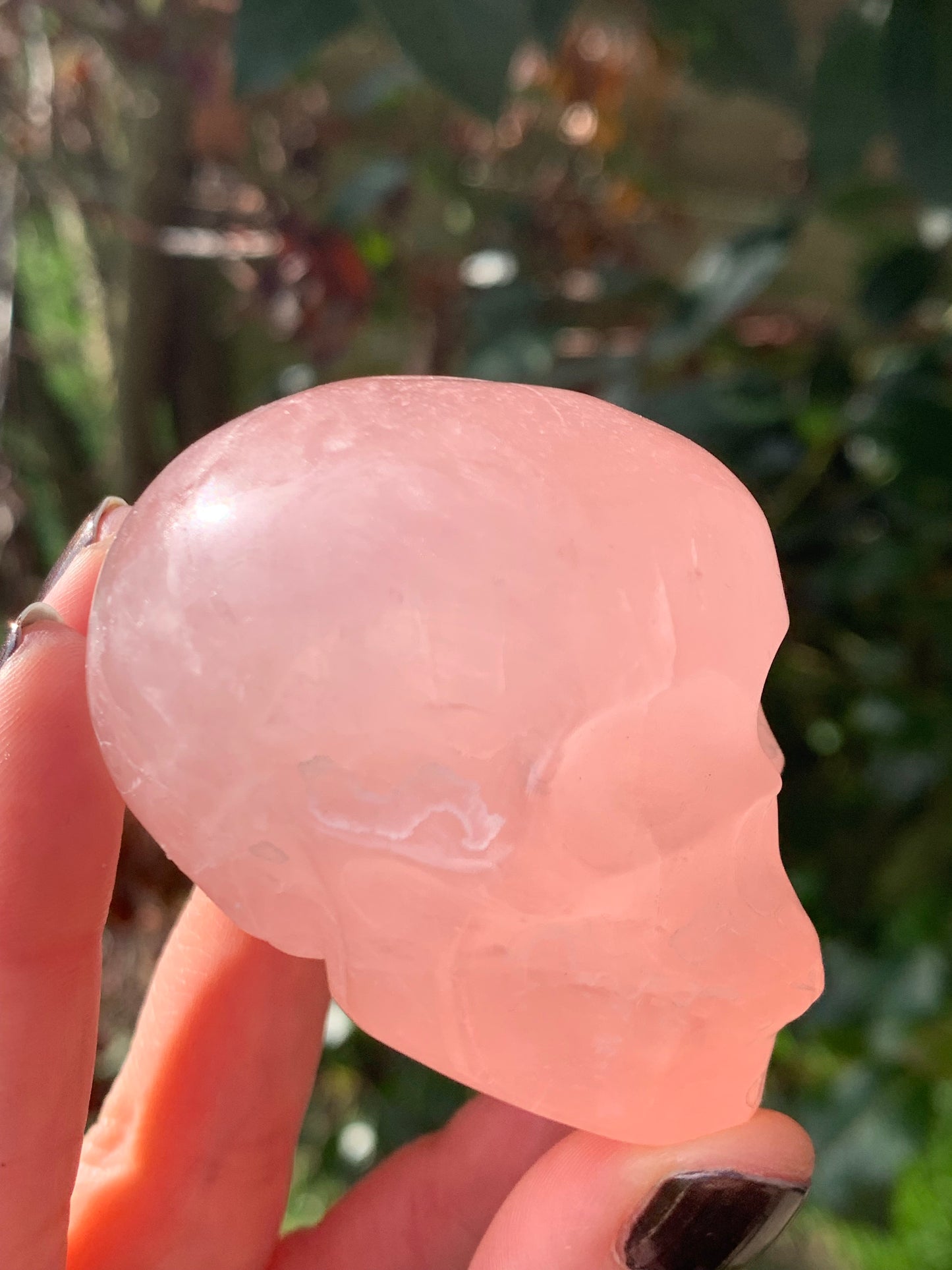 Crâne en quartz rose