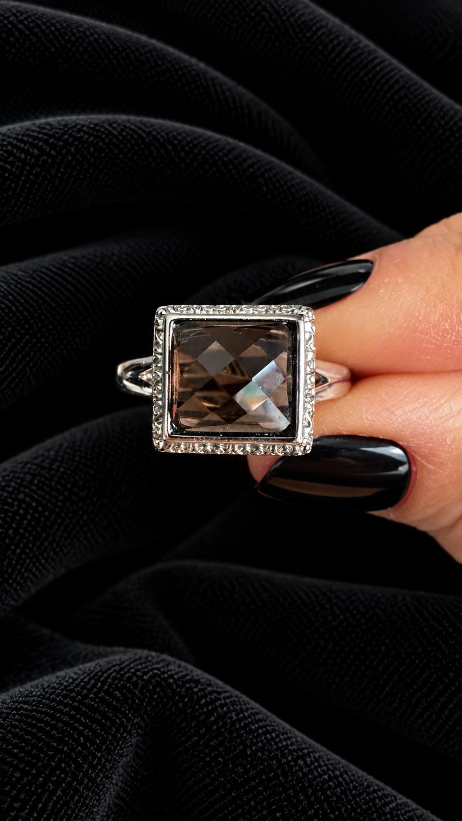 Bague quartz fumé