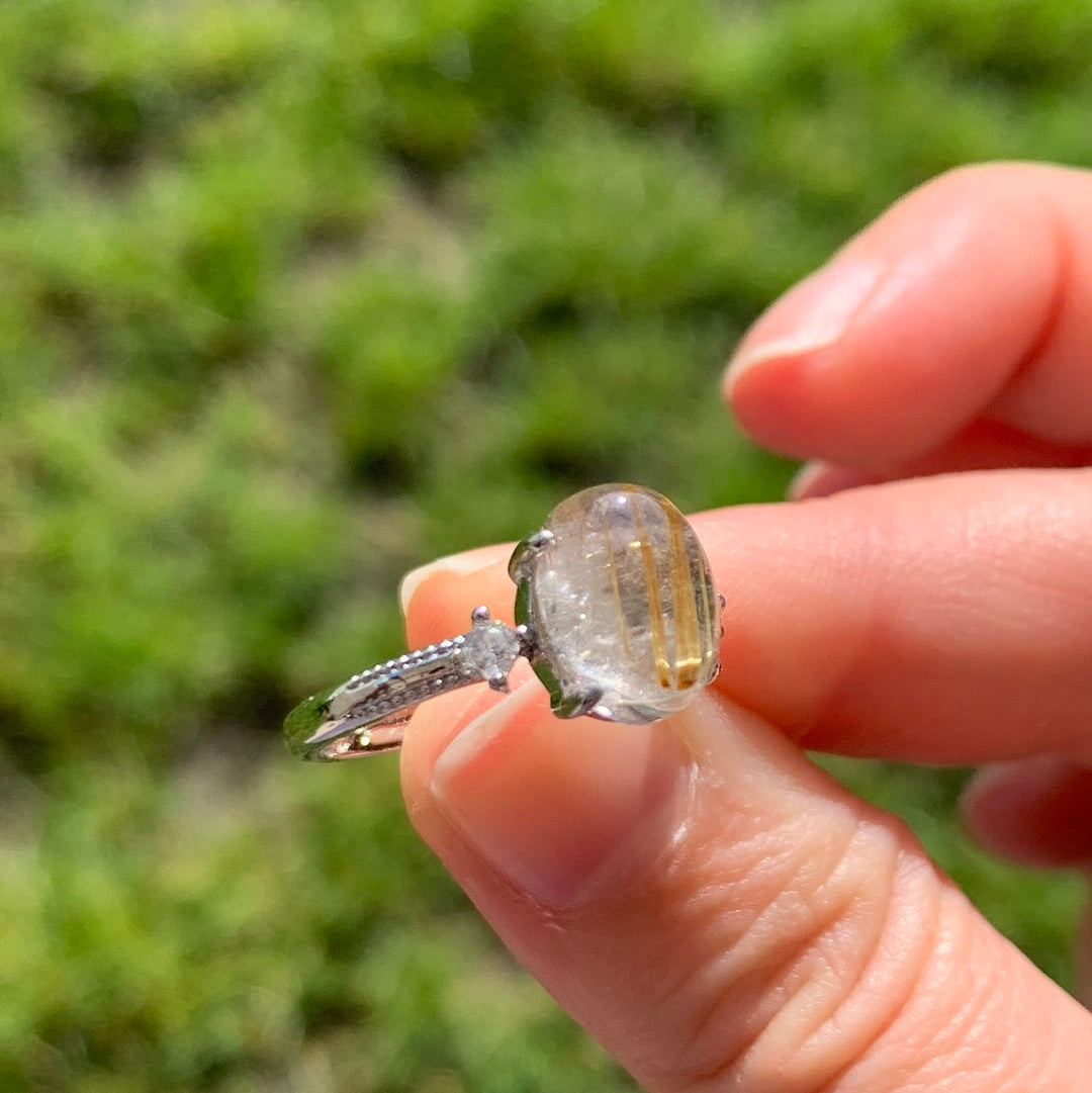 Bague quartz rutile doré 2