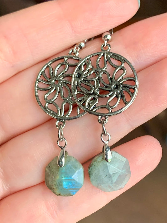 Boucles d’oreilles en labradorite