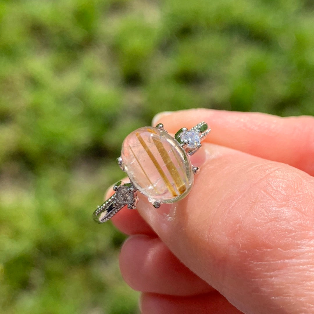 Bague quartz rutile doré 2