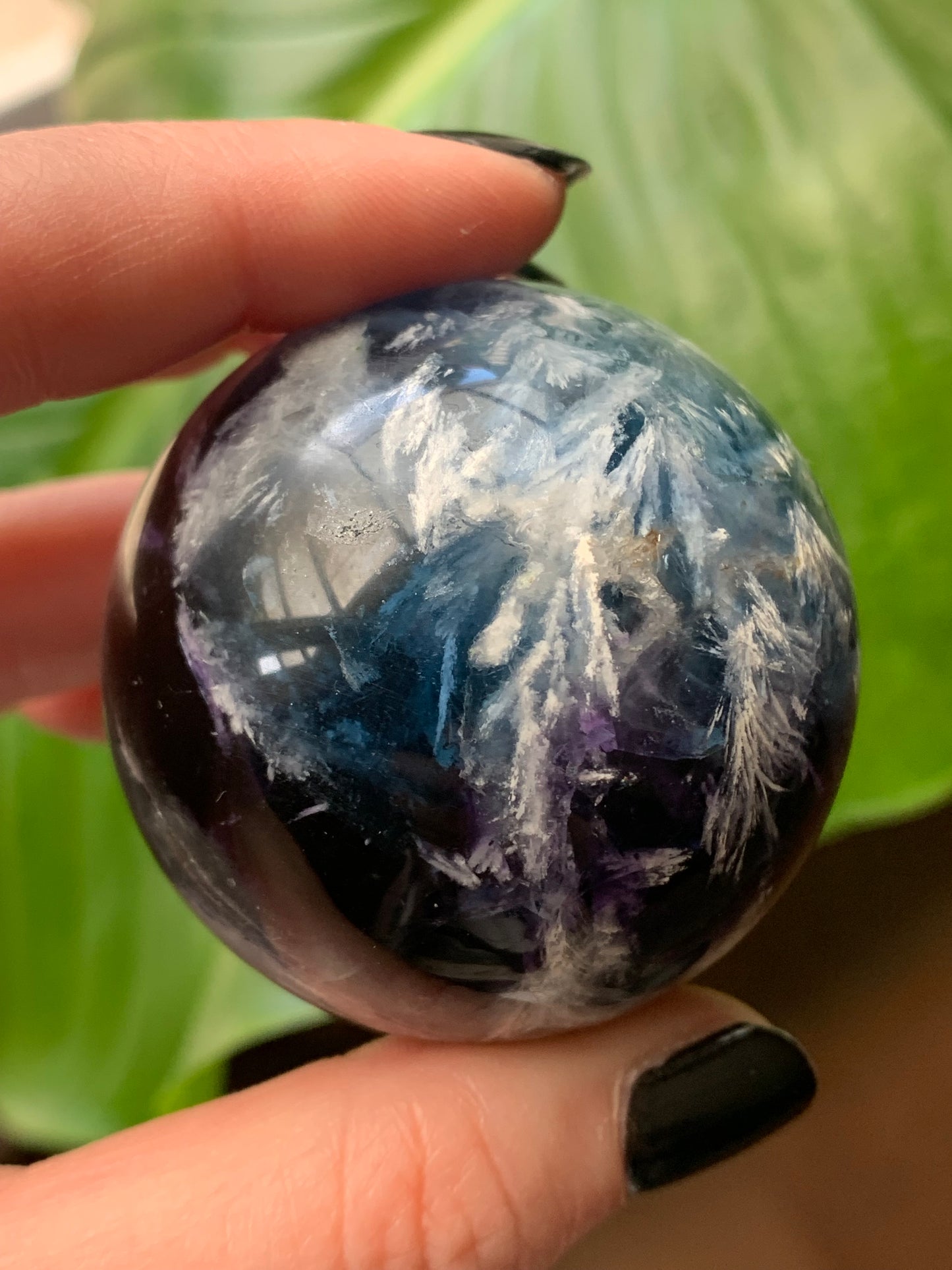 Sphere fluorite neige / plume