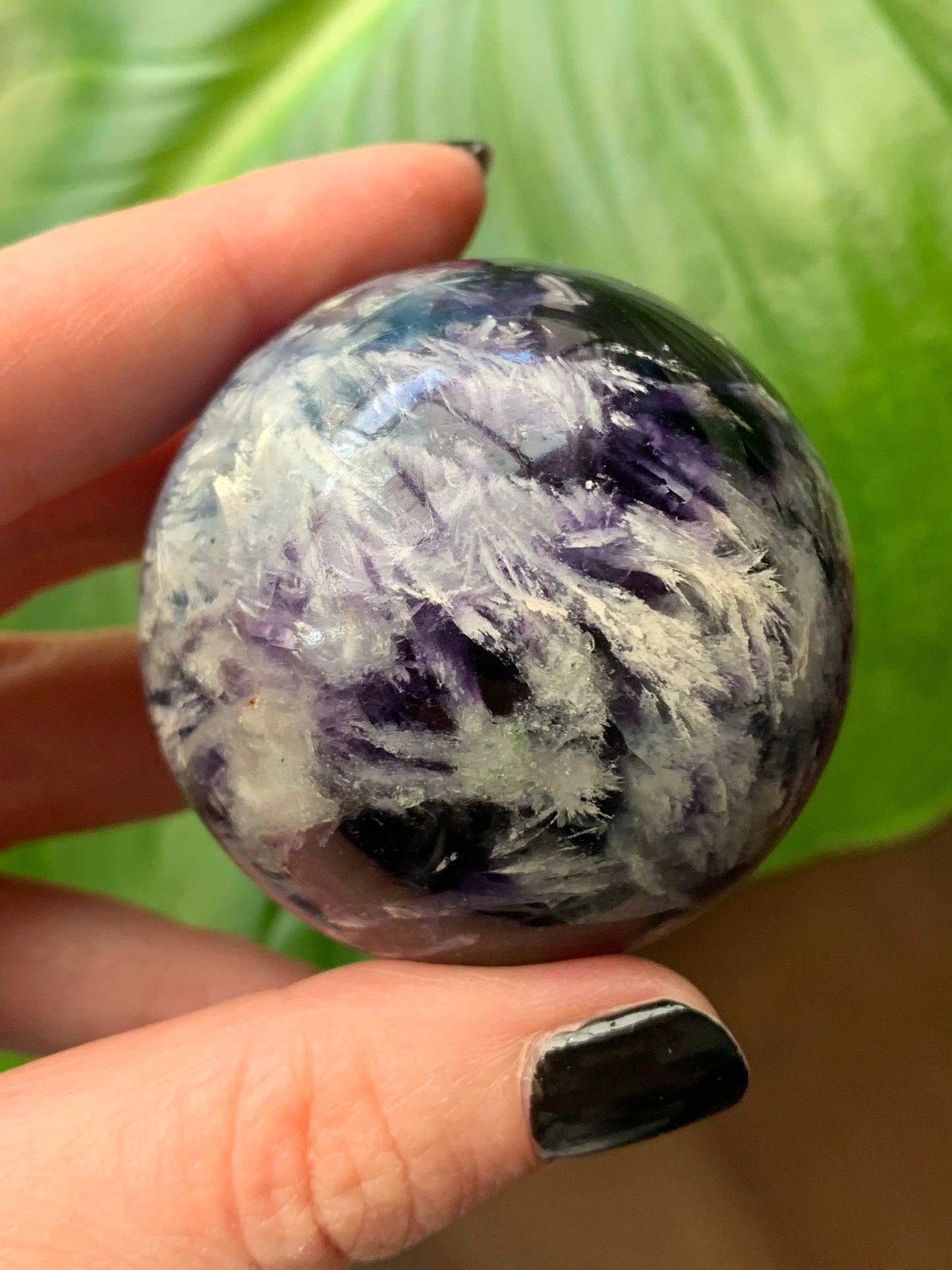 Sphere fluorite neige / plume