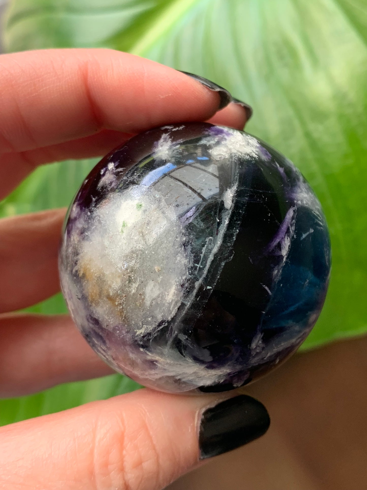 Sphere fluorite neige / plume