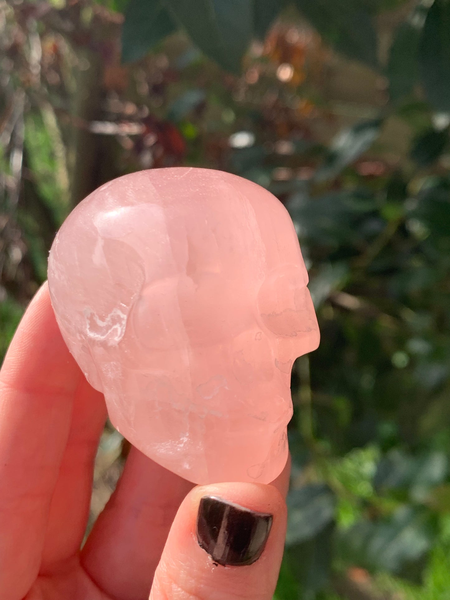 Crâne en quartz rose