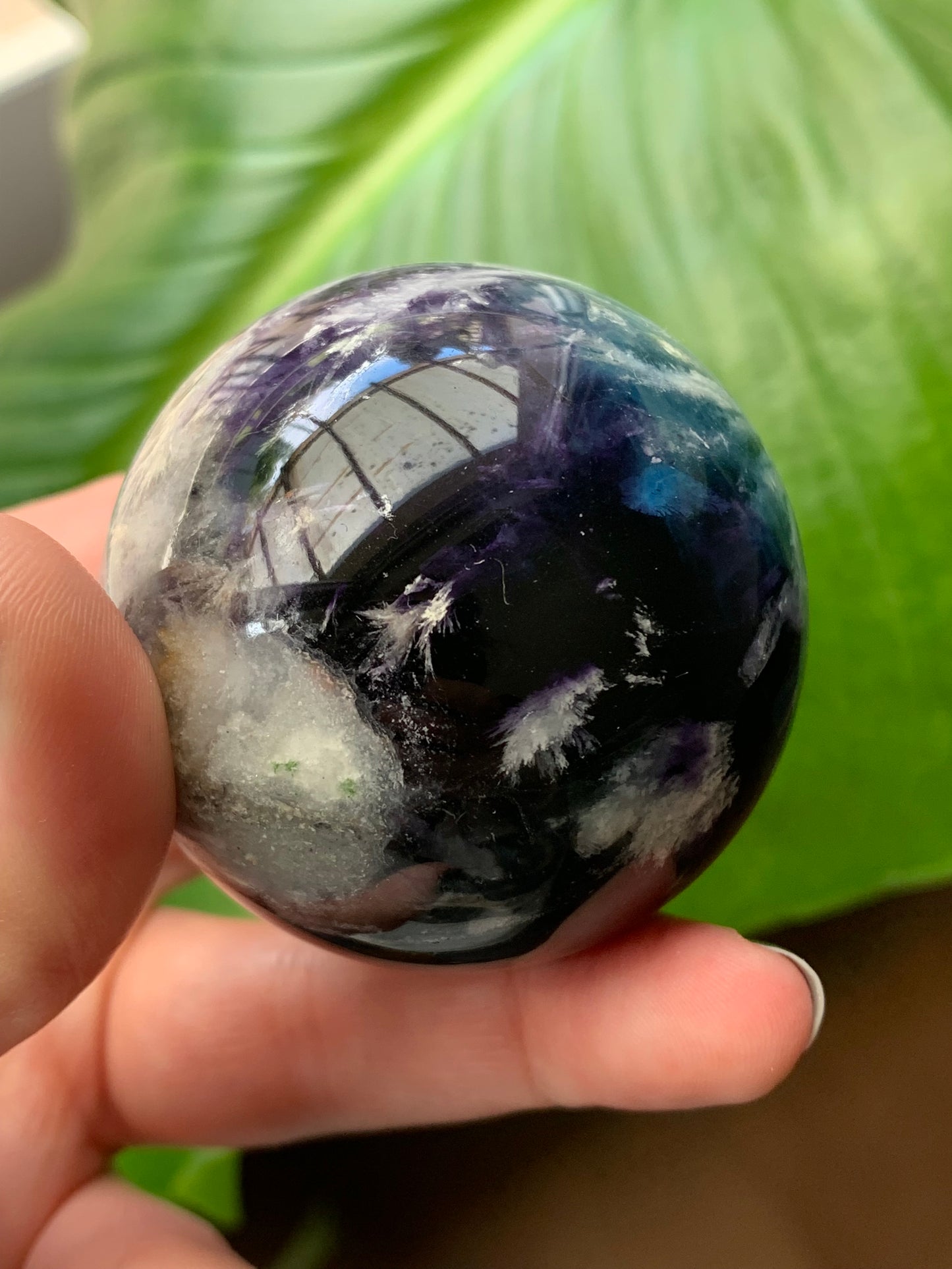 Sphere fluorite neige / plume