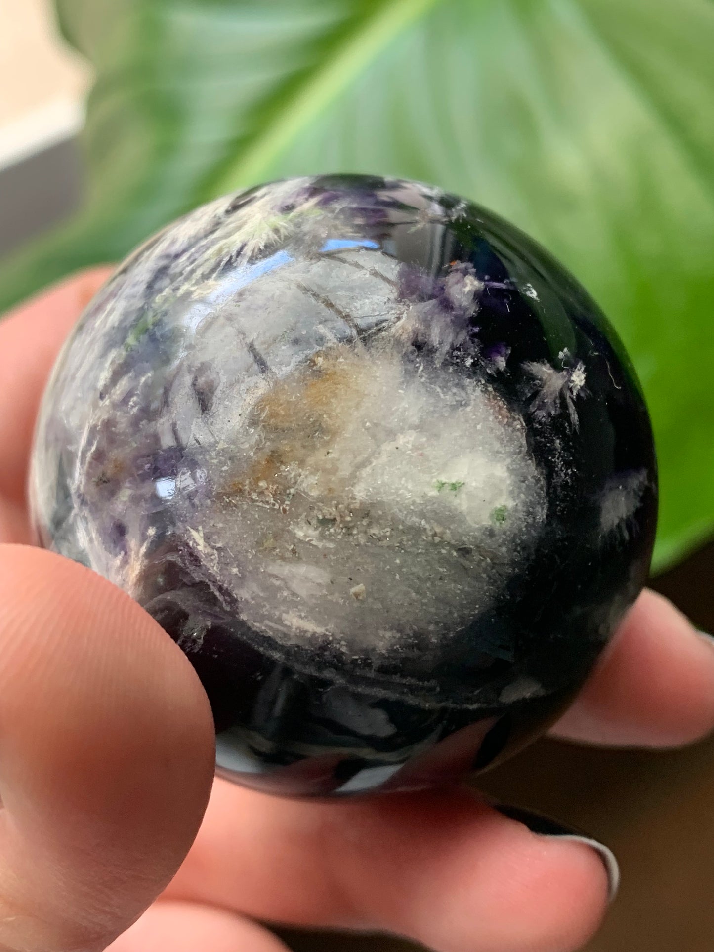 Sphere fluorite neige / plume