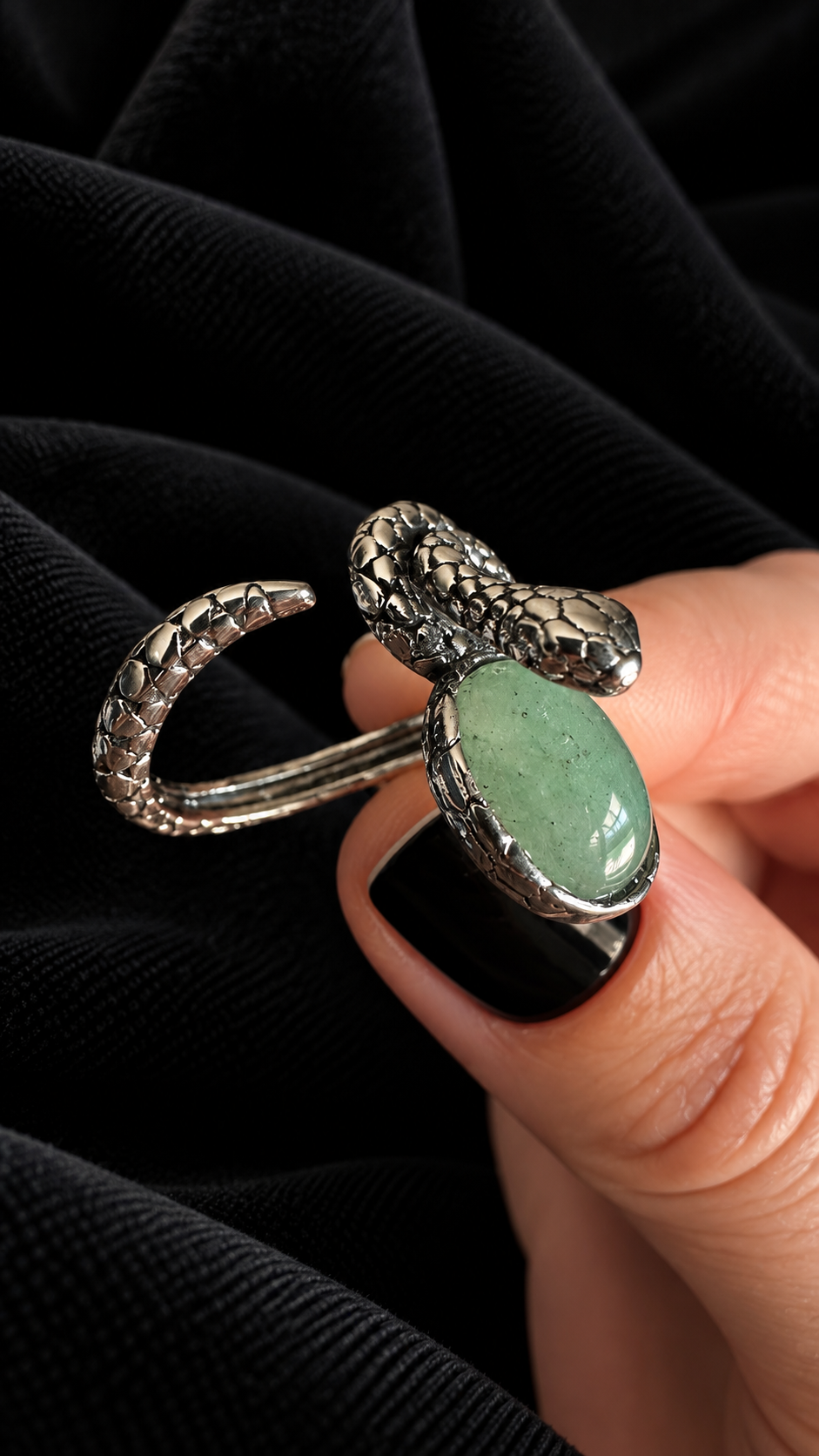 Bague serpent aventurine verte