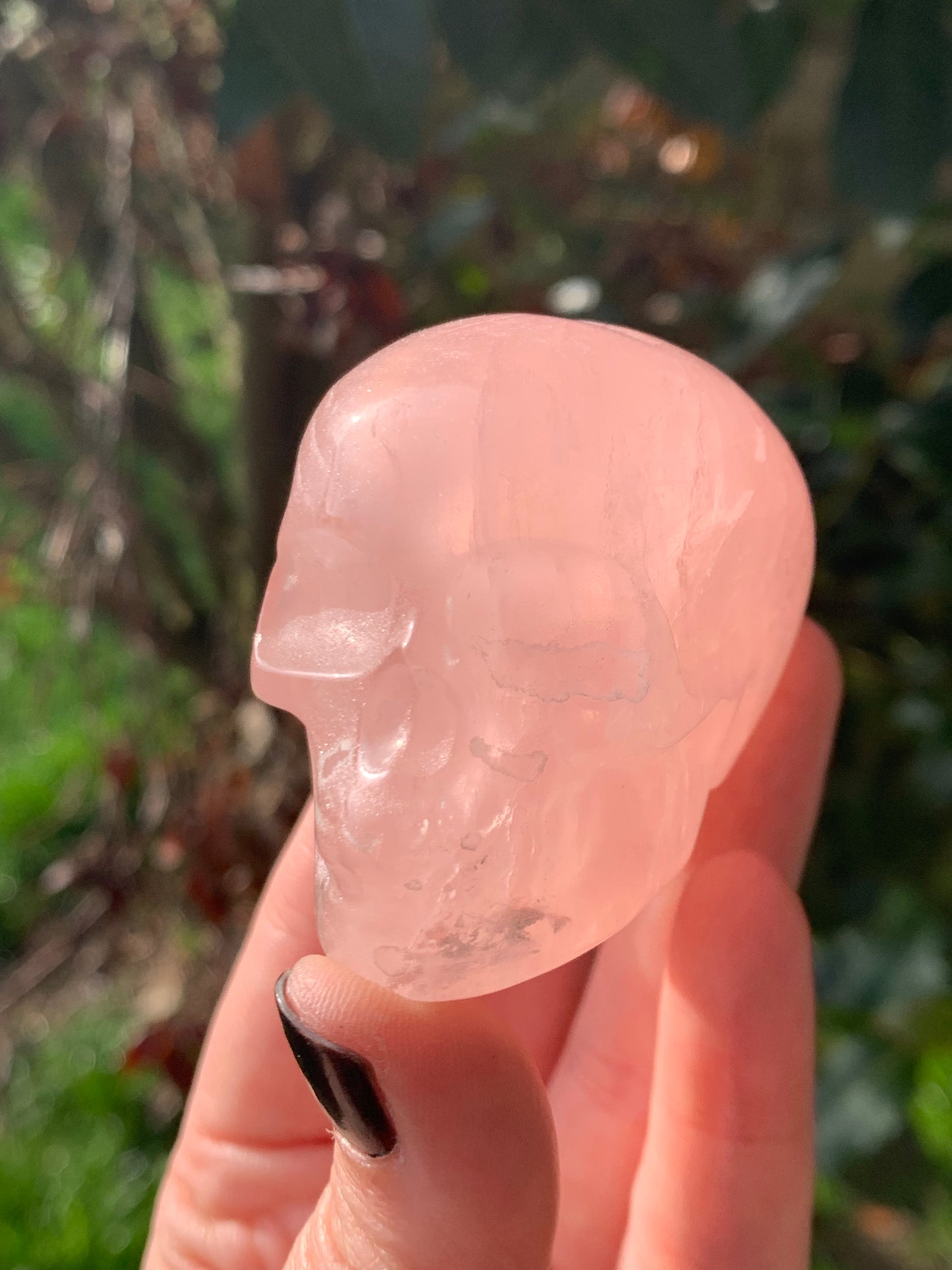 Crâne en quartz rose