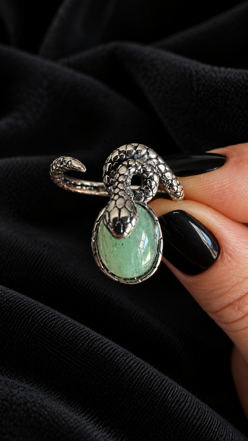 Bague serpent aventurine verte