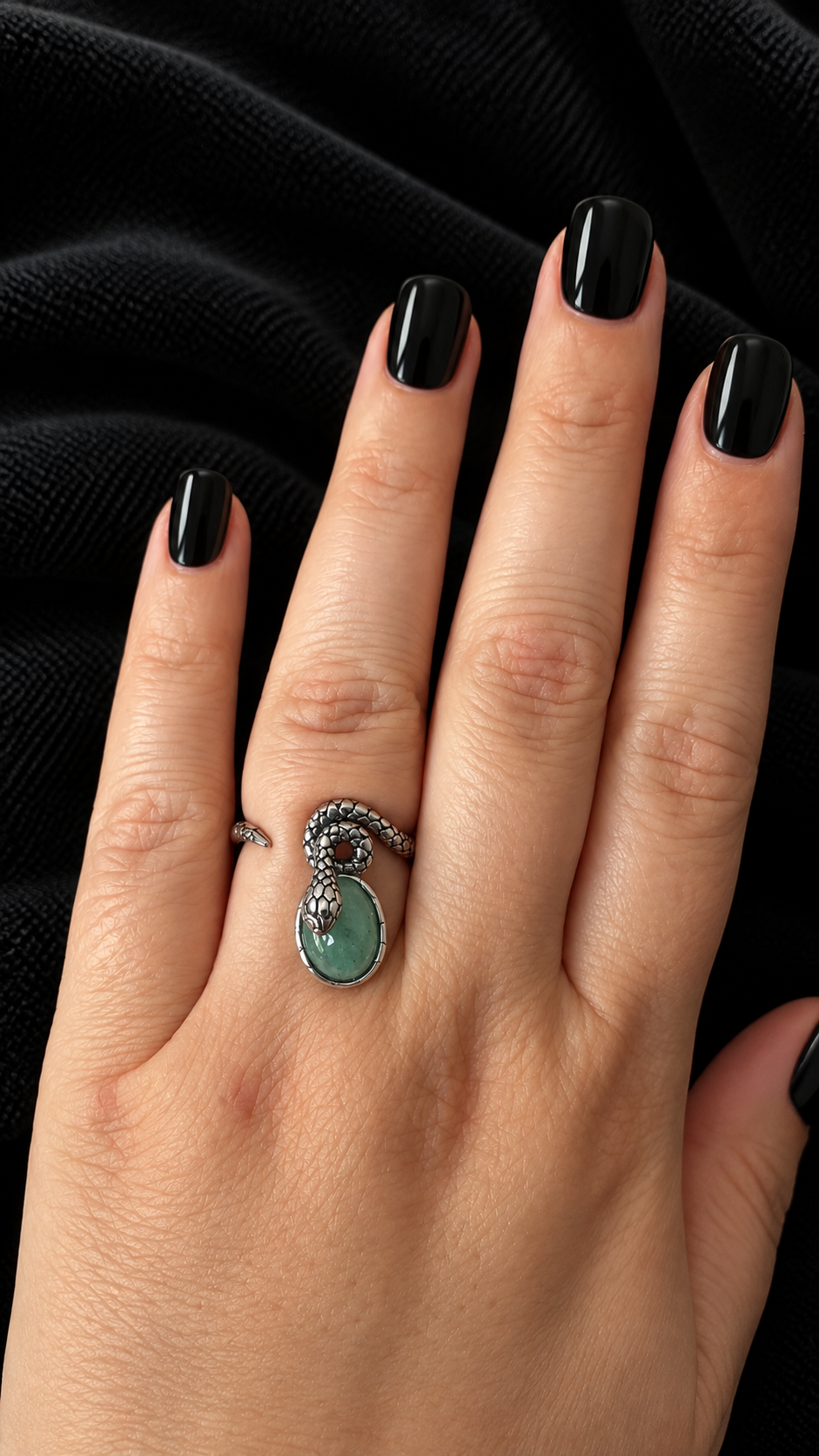 Bague serpent aventurine verte