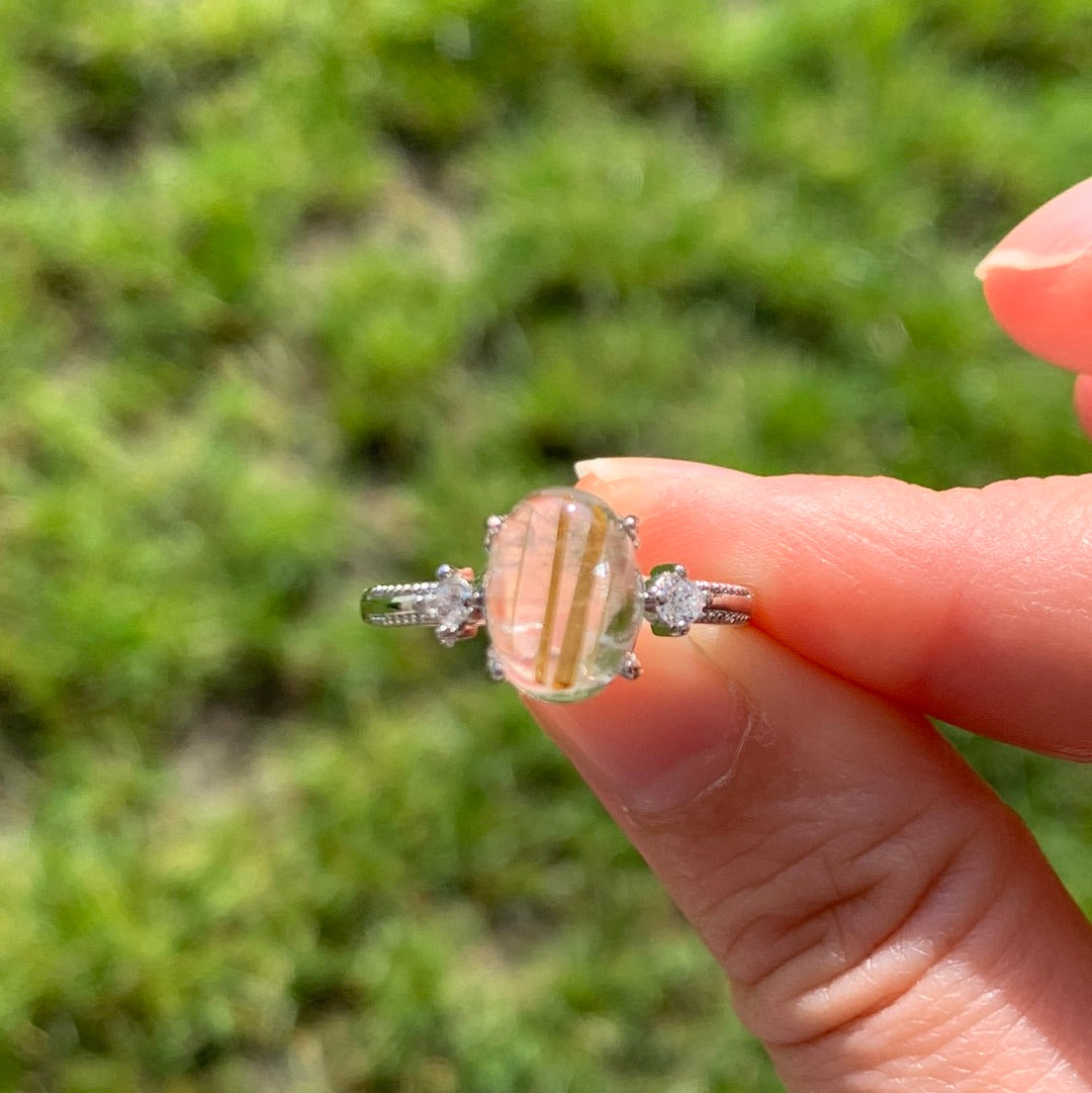 Bague quartz rutile doré 2