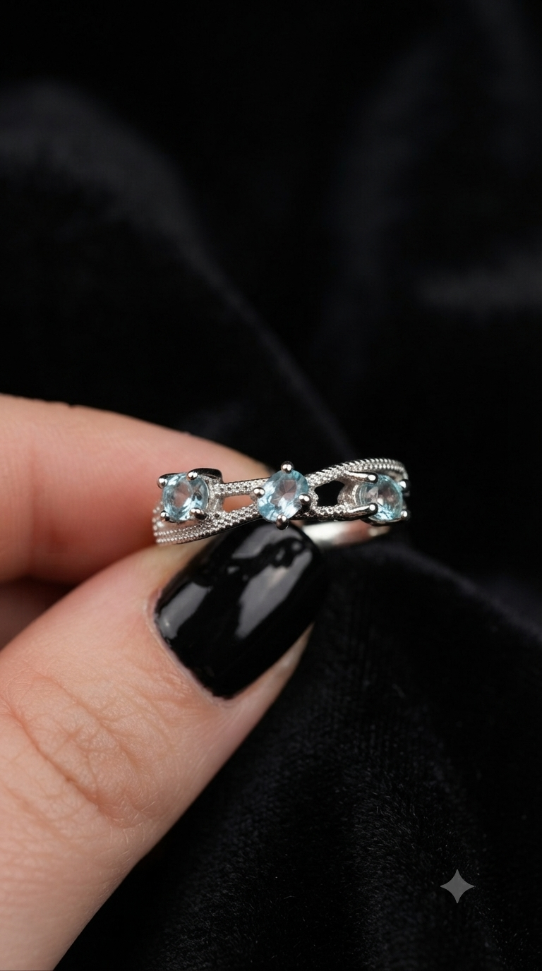 Bague en topaze bleue