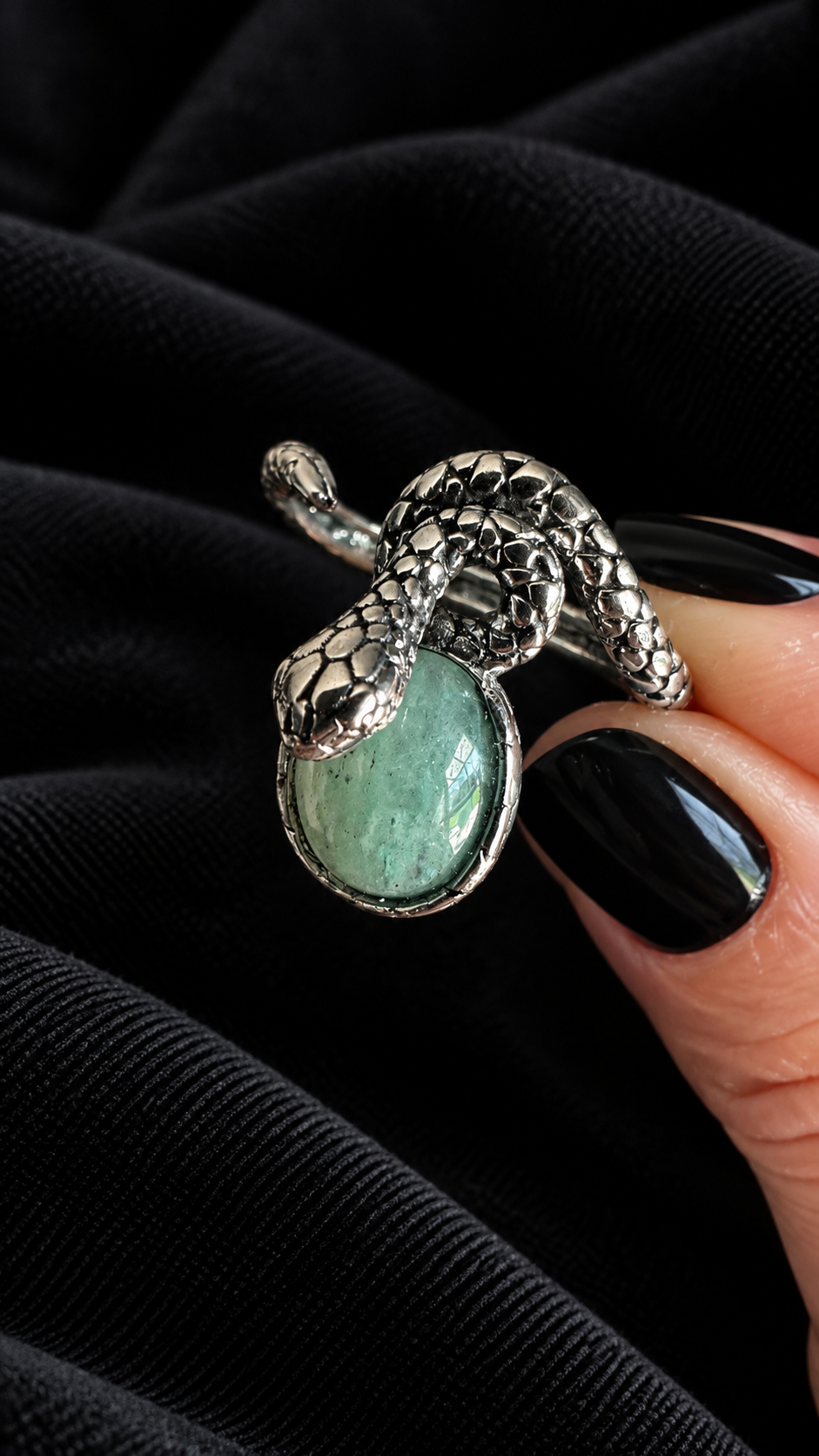 Bague serpent aventurine verte