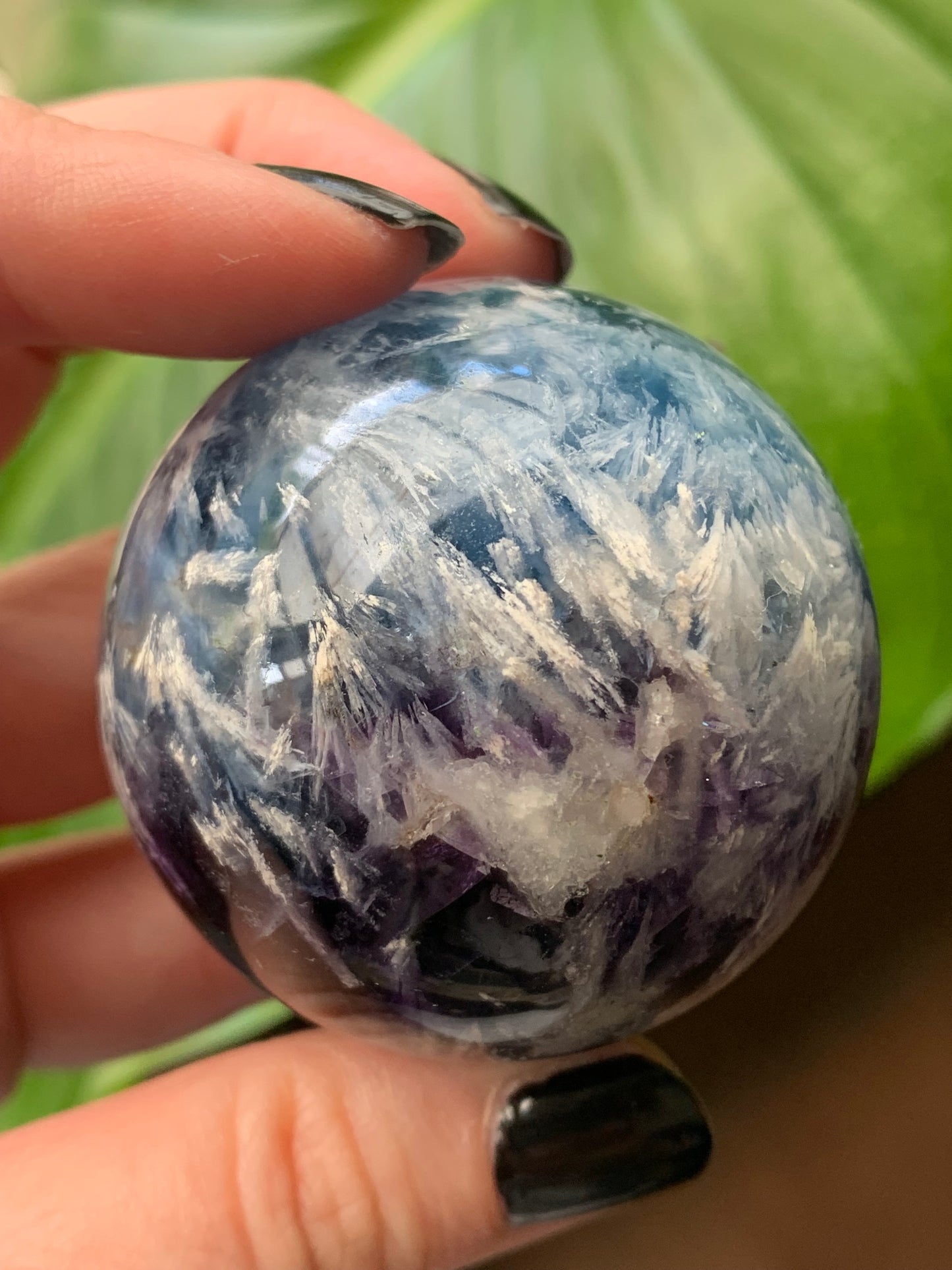 Sphere fluorite neige / plume