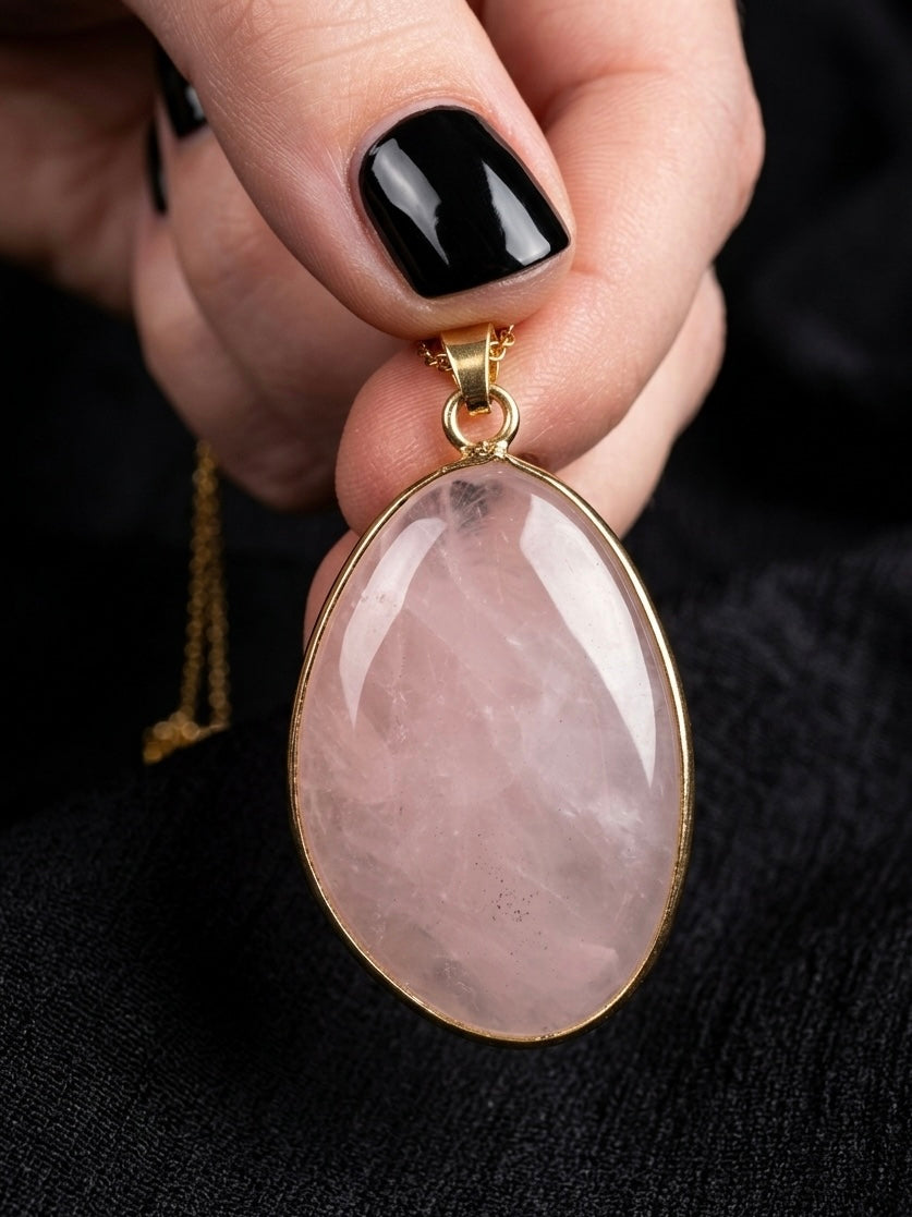 Pendentif quartz rose