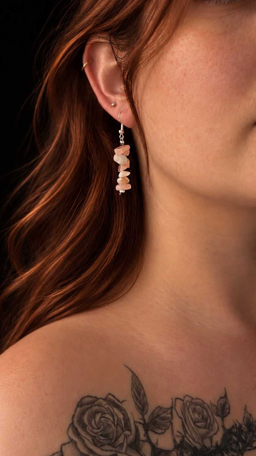 Boucles d’oreilles pierre de lune orange