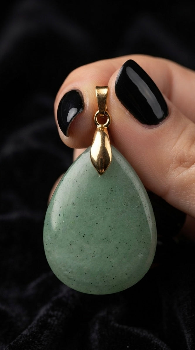 Pendentif goutte aventurine verte