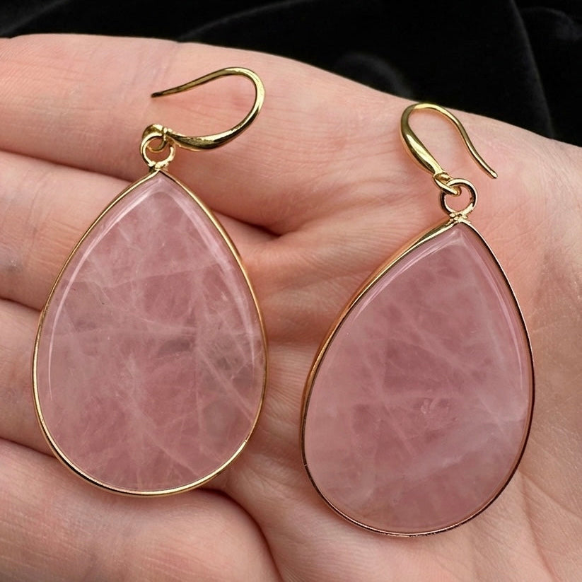 Boucles d’oreilles quartz rose