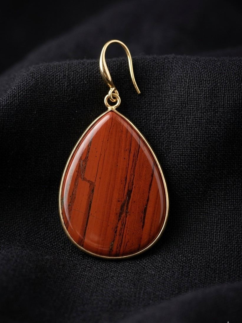 Boucles d’oreilles en jaspe rouge