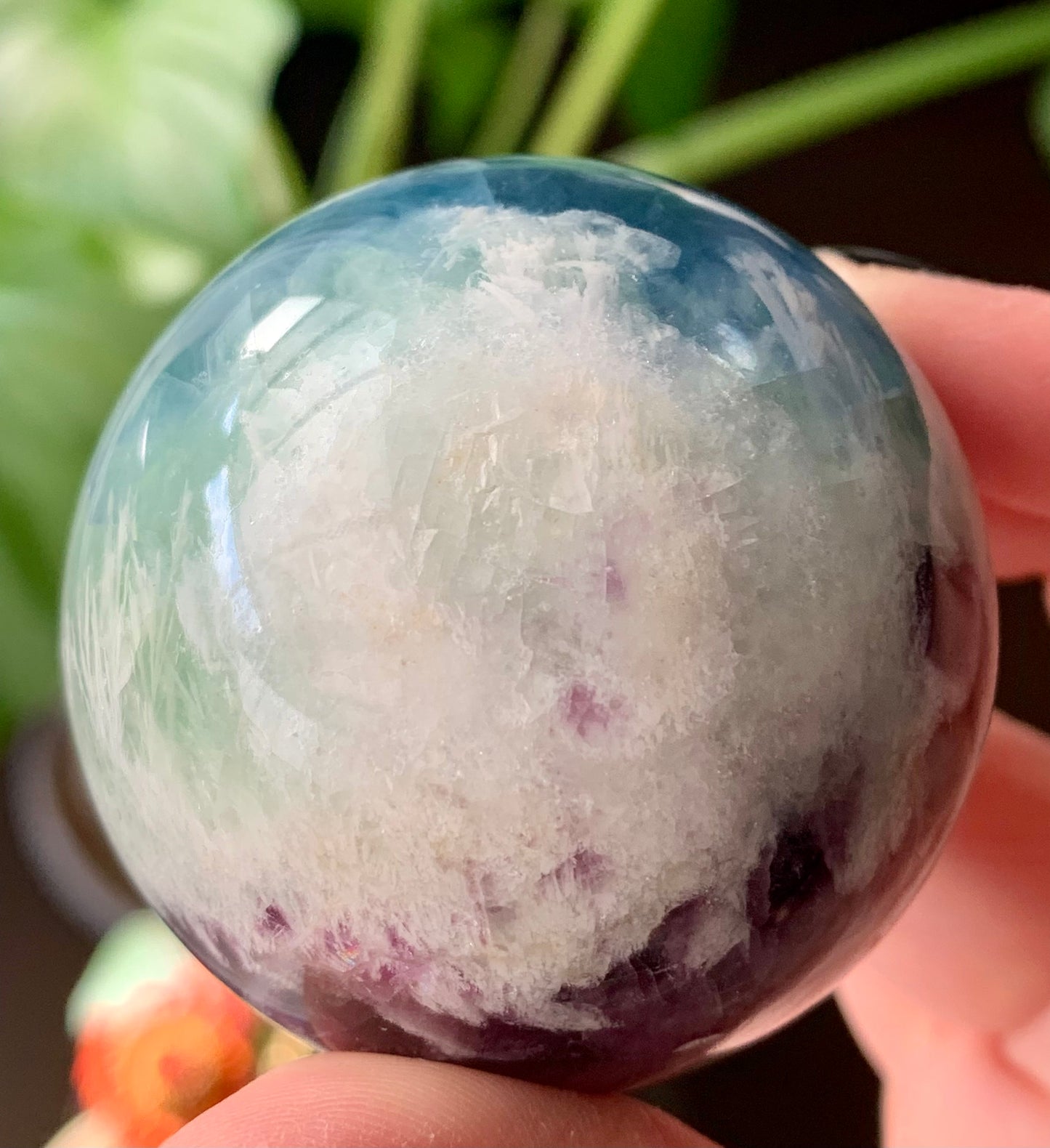 Sphere fluorite neige / plume