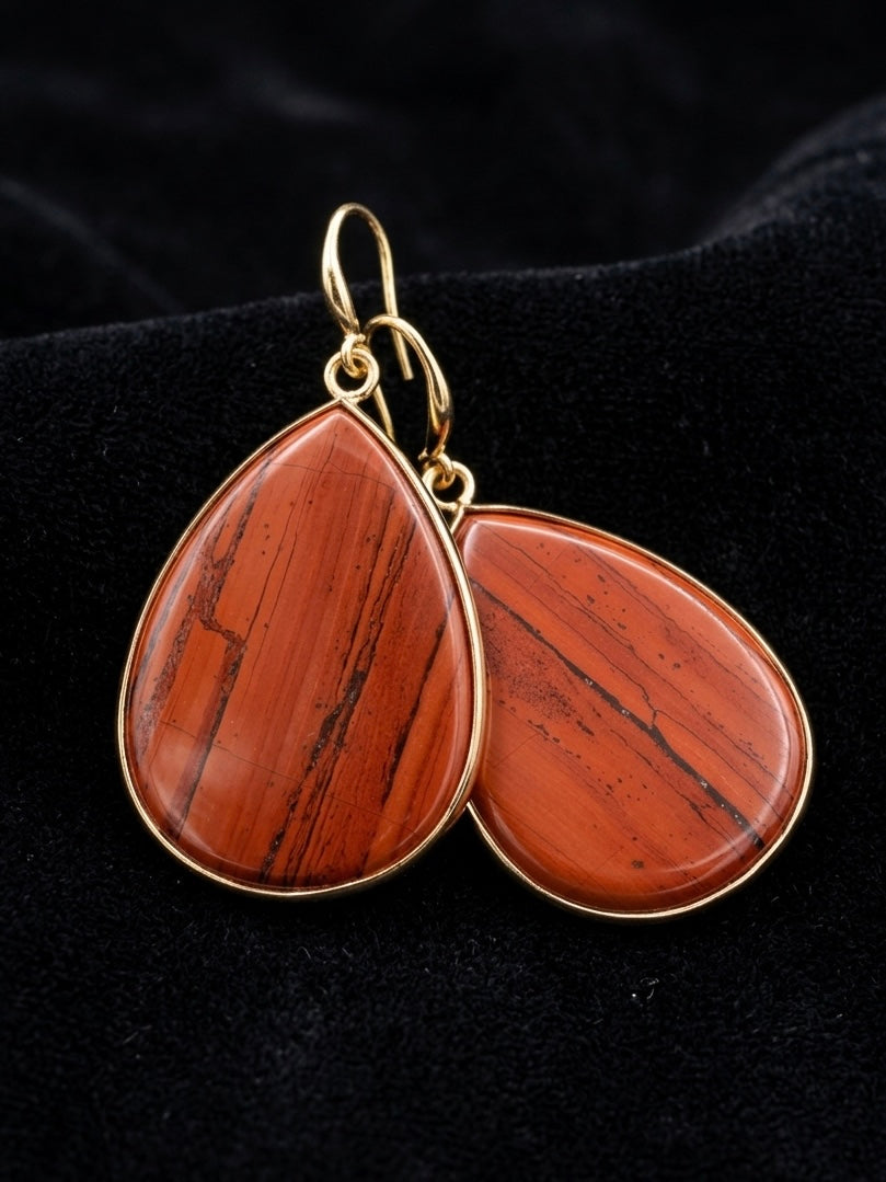 Boucles d’oreilles en jaspe rouge