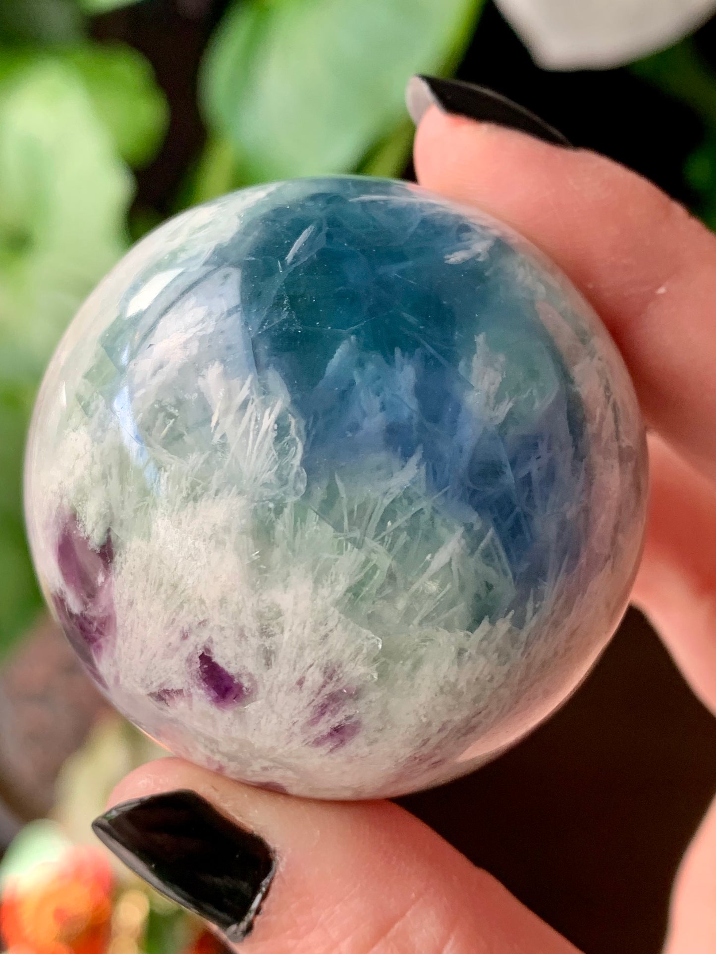 Sphere fluorite neige / plume