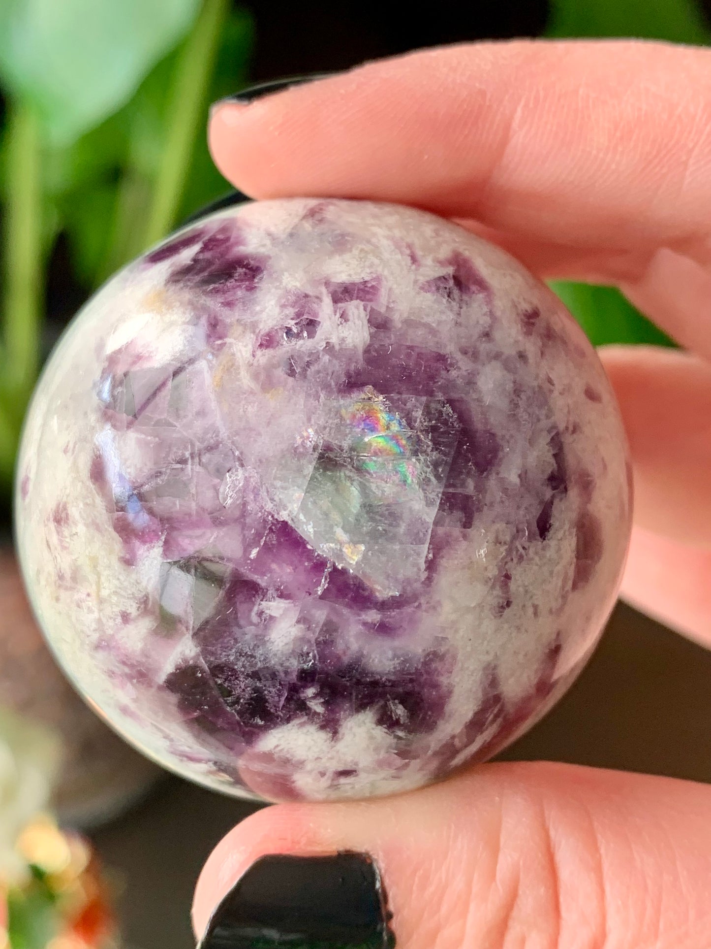 Sphere fluorite neige / plume